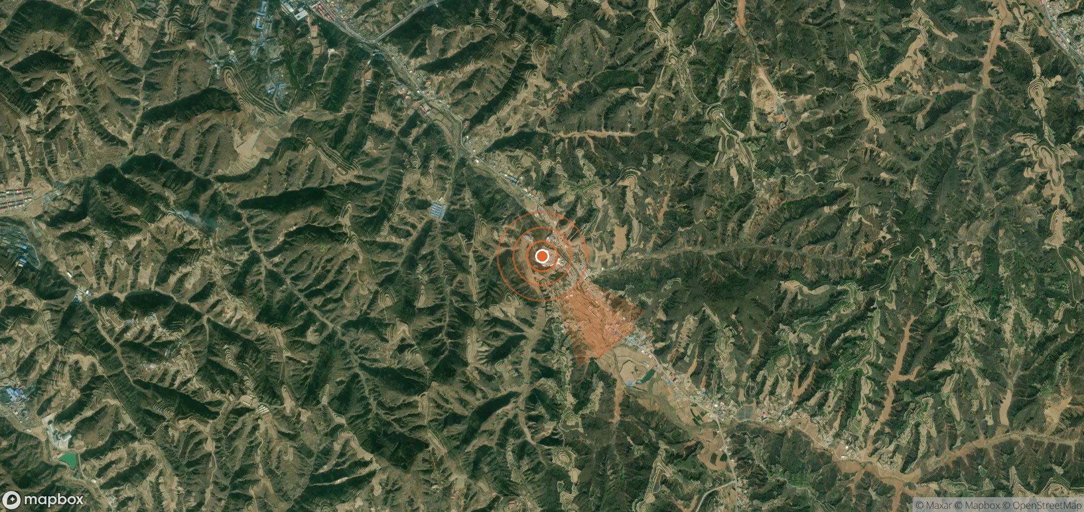 Satellite map of methane plume locations in China