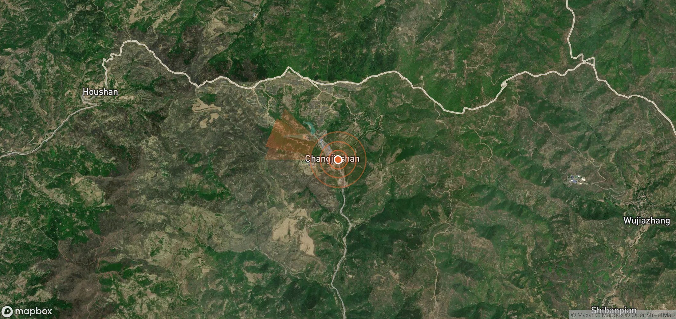 Satellite map of methane plume locations in China
