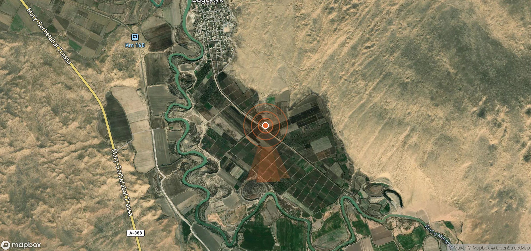 Satellite map of methane plume locations in Turkmenistan