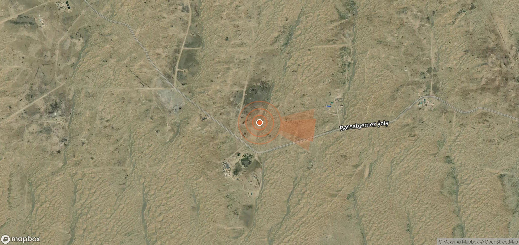 Mapa satelital de plumas de metano en Turkmenistán