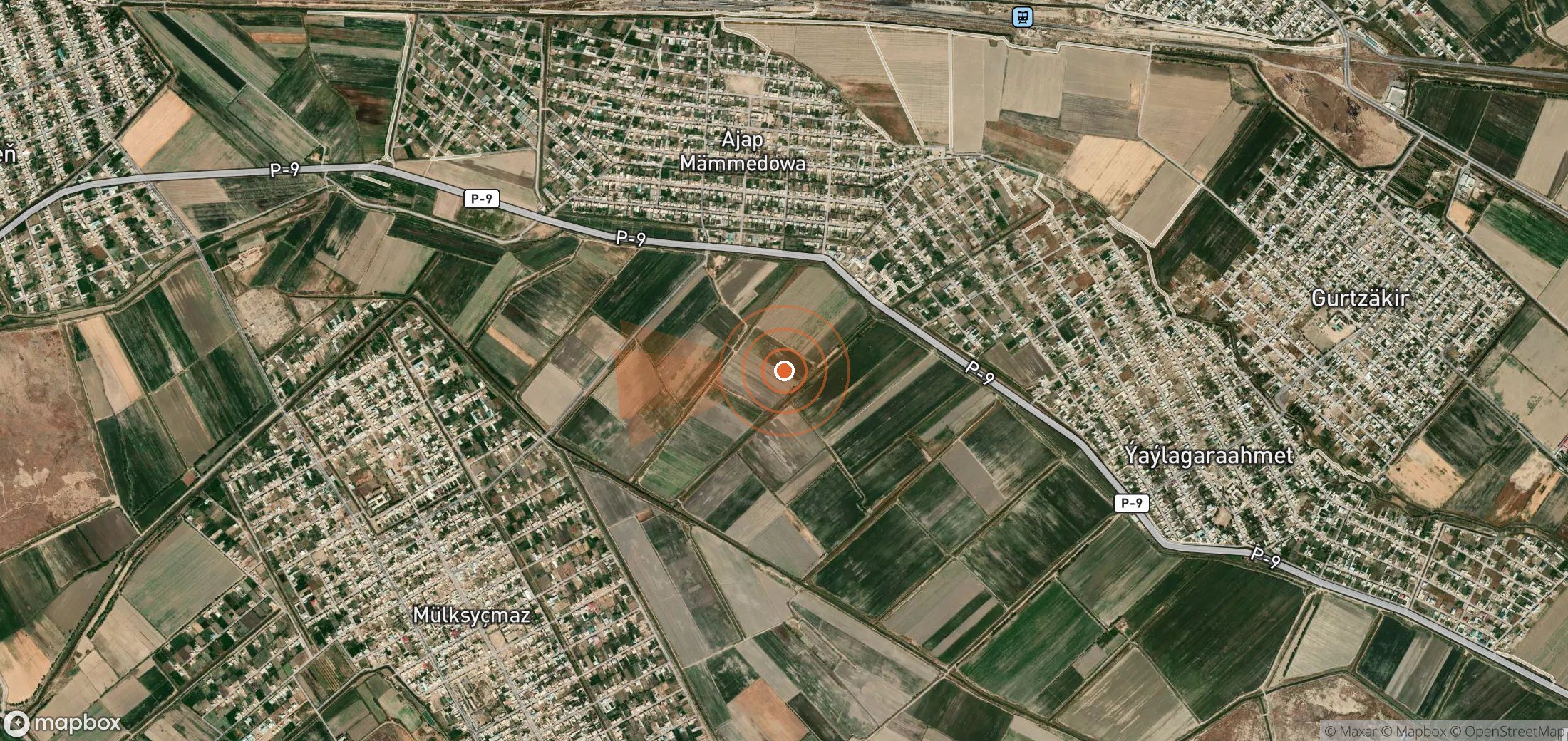 Satellite map of methane plume locations in Turkmenistan