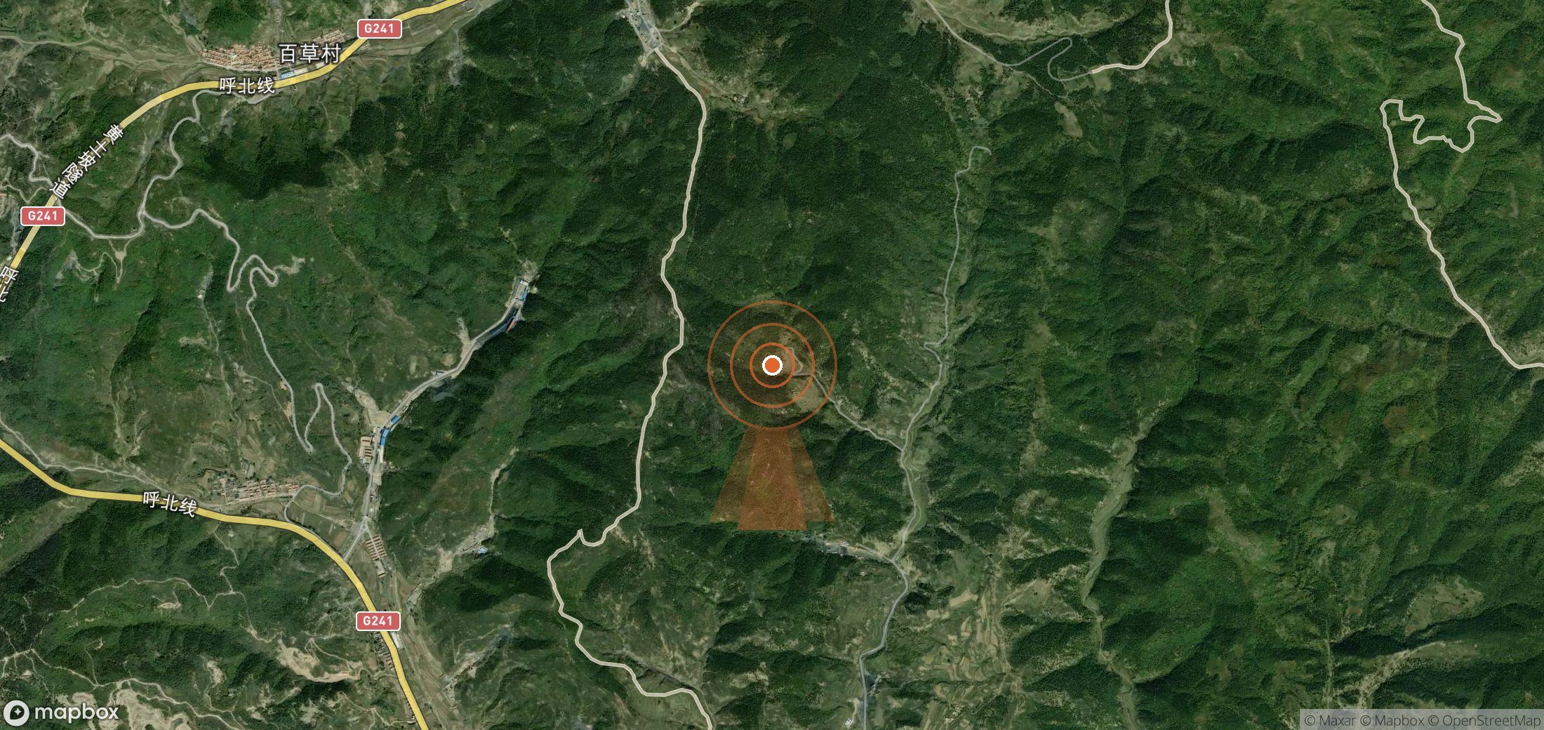 Satellite map of methane plume locations in China