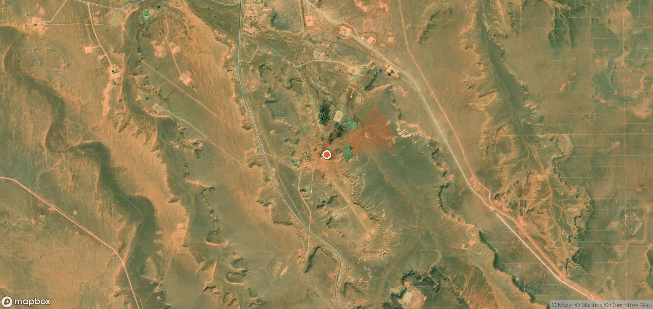Satellite map of methane plume locations in Algeria