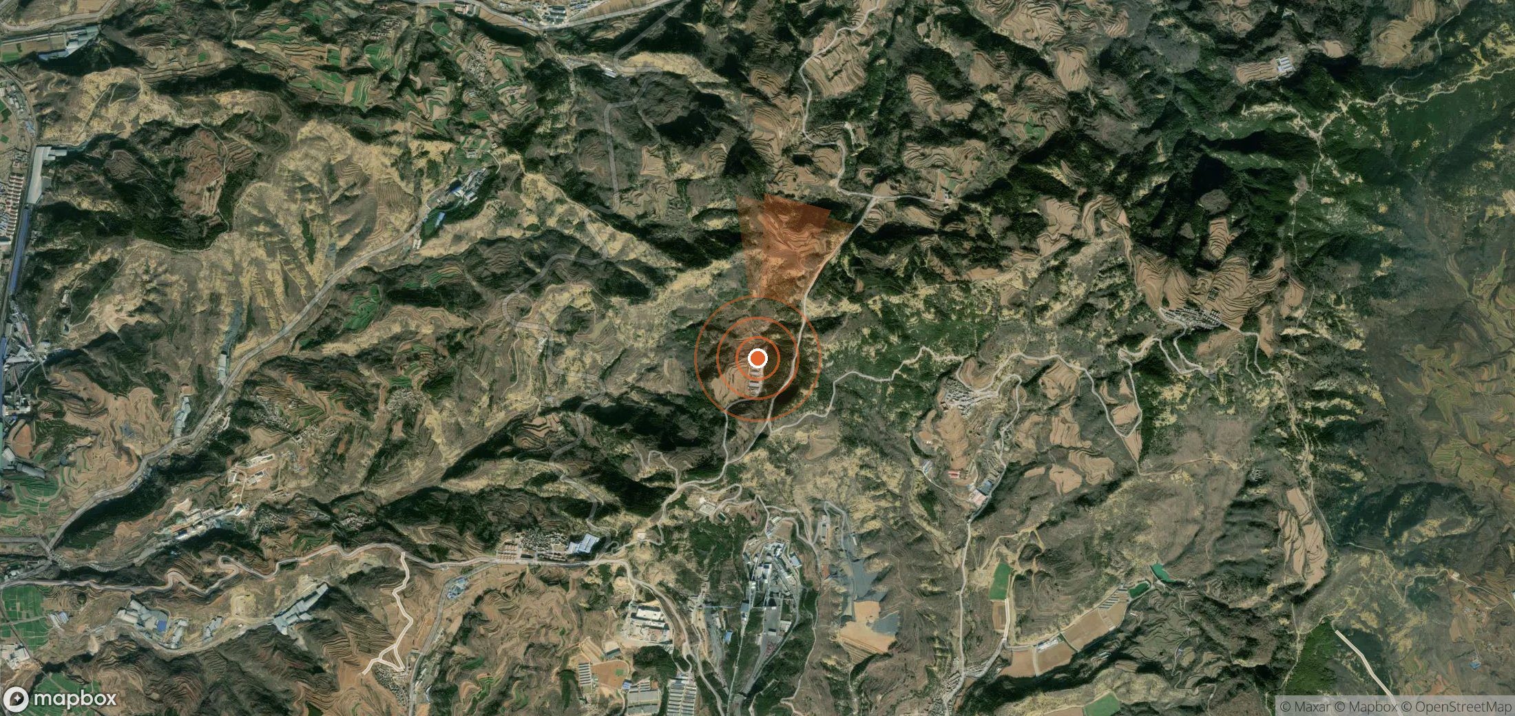 Satellite map of methane plume locations in China