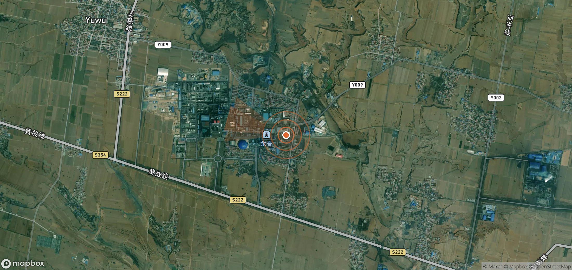 Satellite map of methane plume locations in China