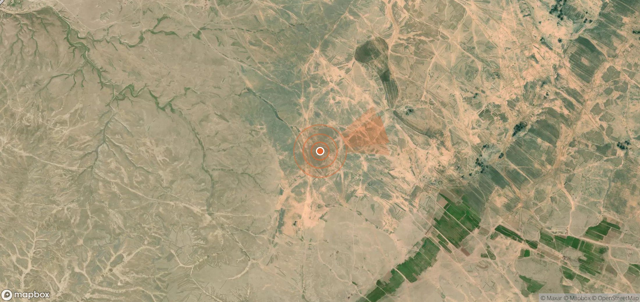 Satellite map of methane plume locations in Syria