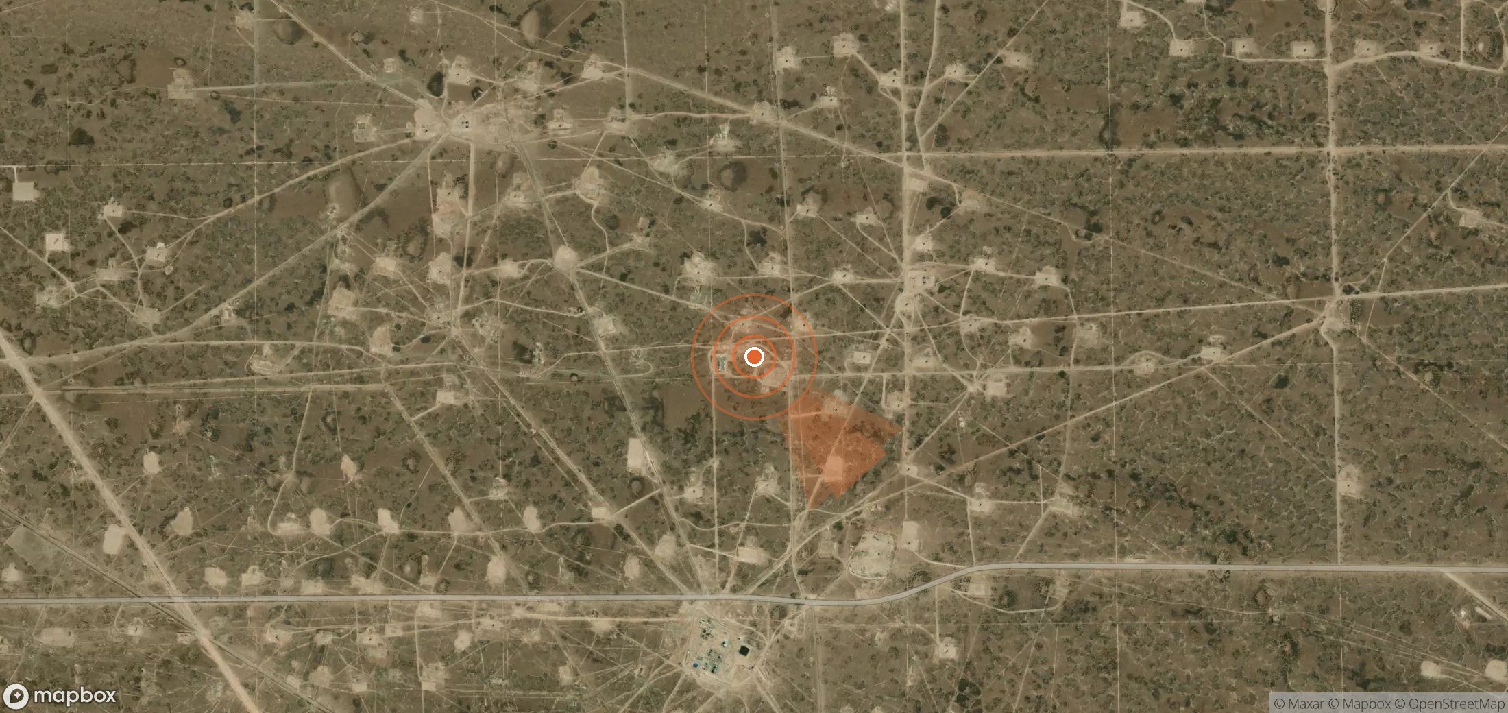 Satellite map of methane plume locations in Argentina