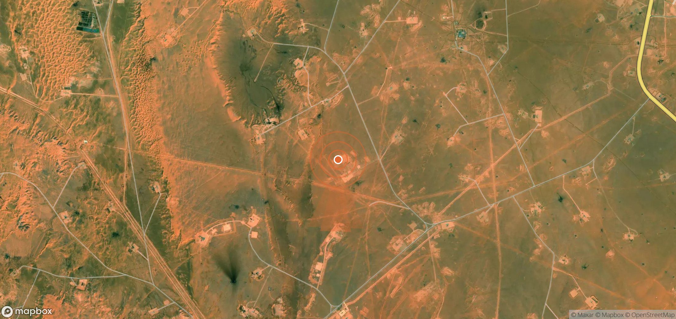 Satellite map of methane plume locations in Algeria