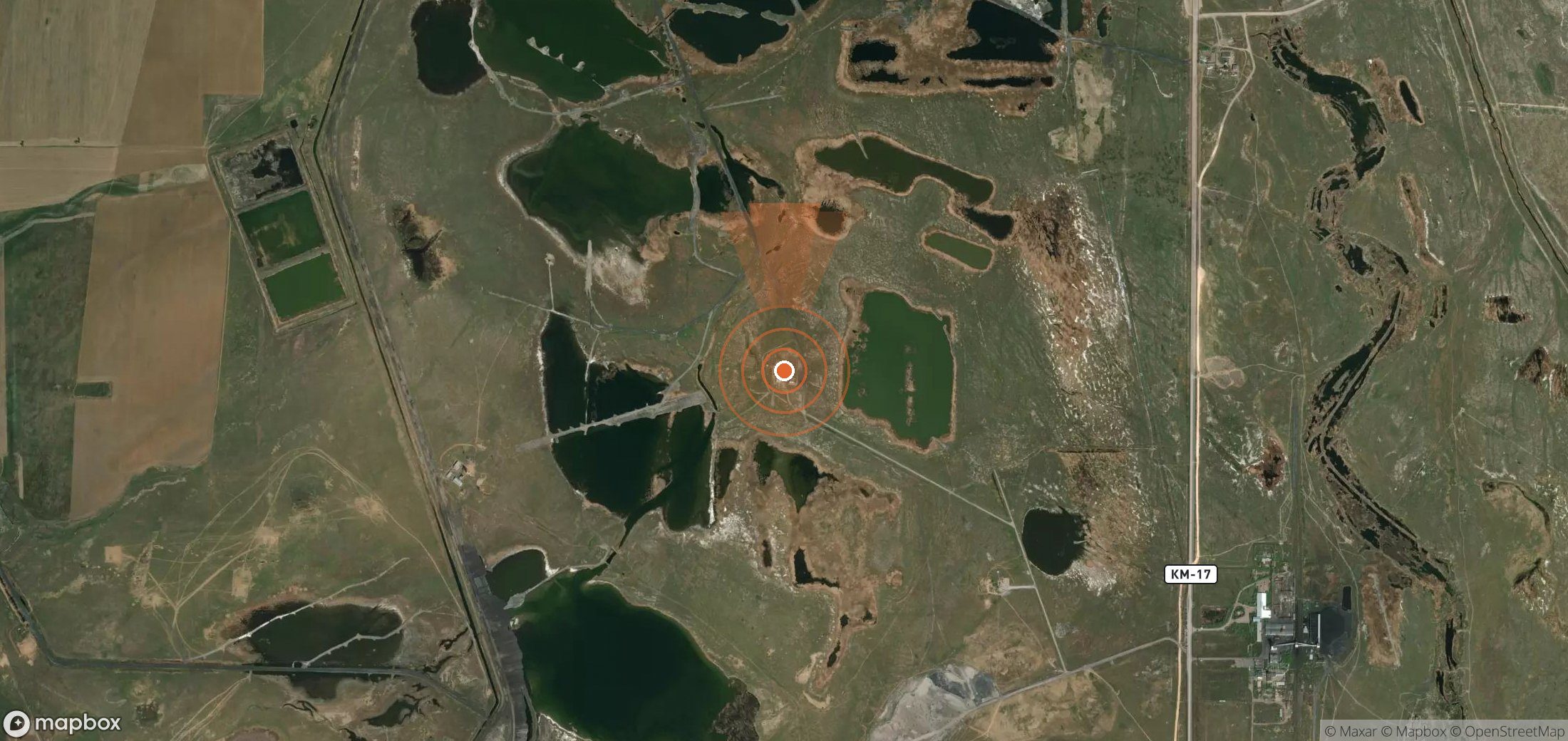 Mapa satelital de plumas de metano en Kazajistán