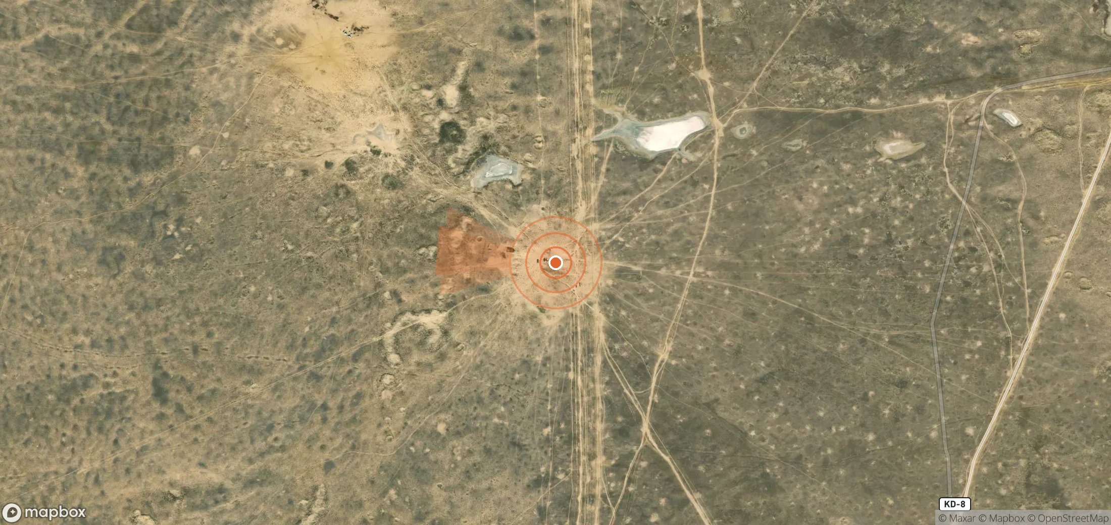 Mapa satelital de plumas de metano en Kazajistán