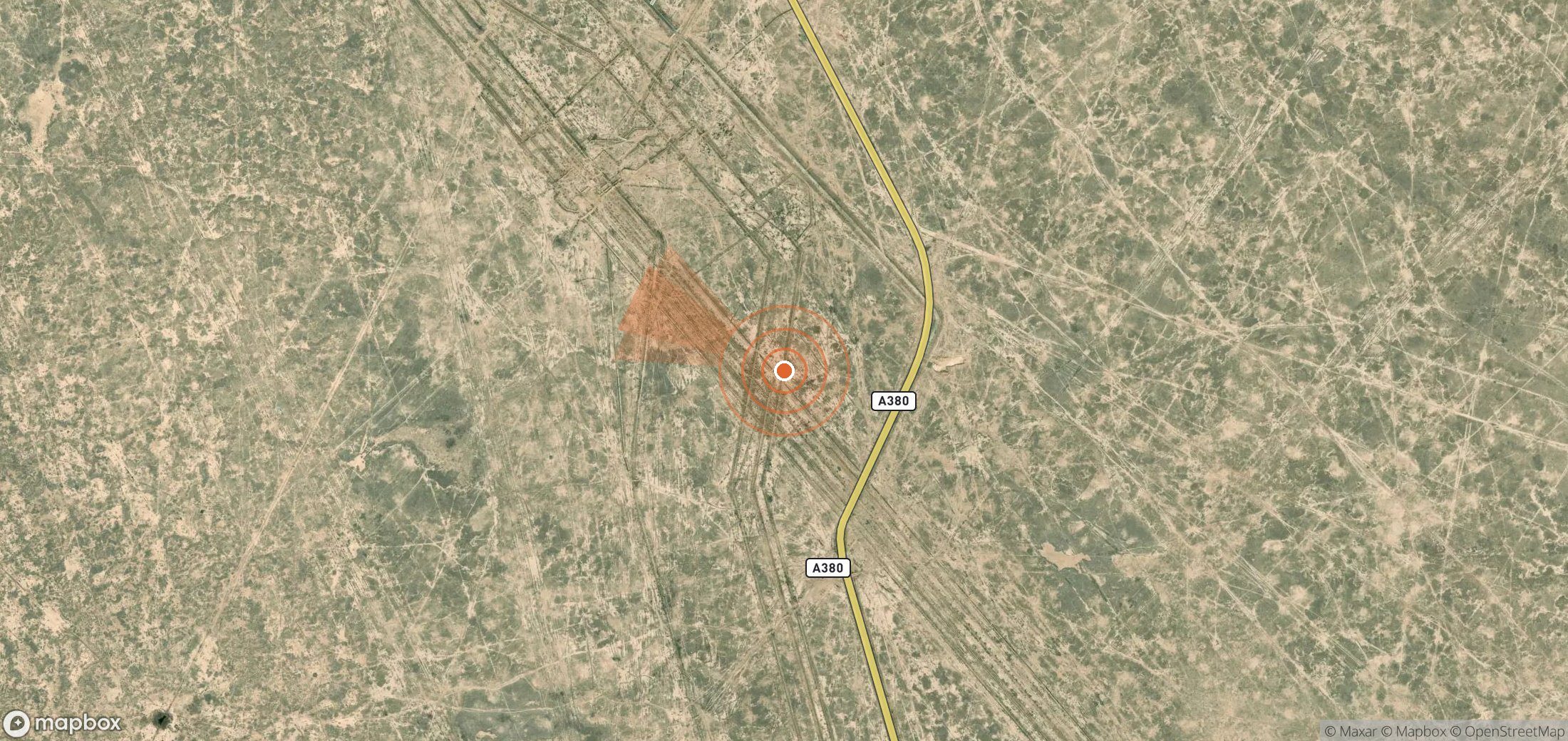 Satellite map of methane plume locations in Uzbekistan