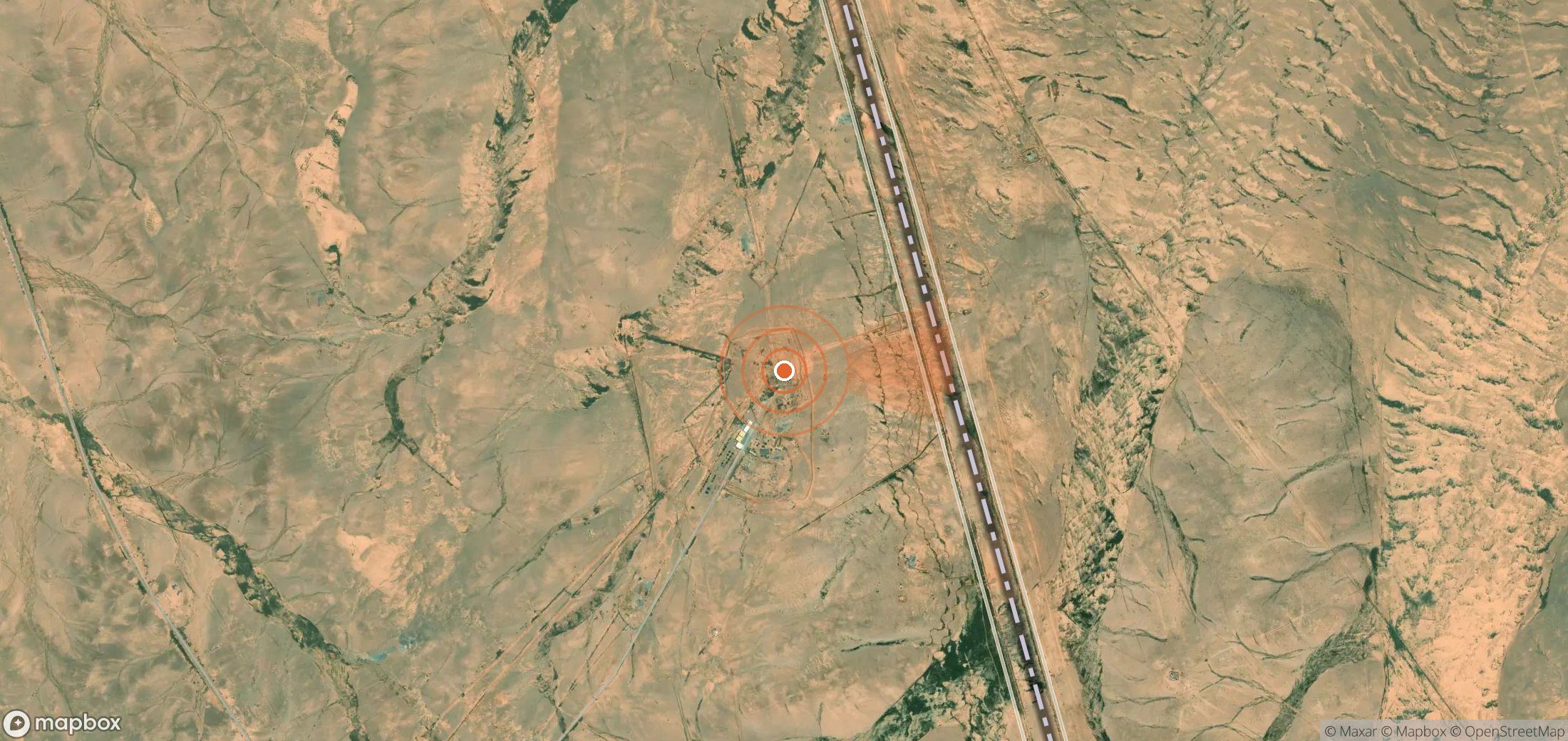 Satellite map of methane plume locations in Jordan