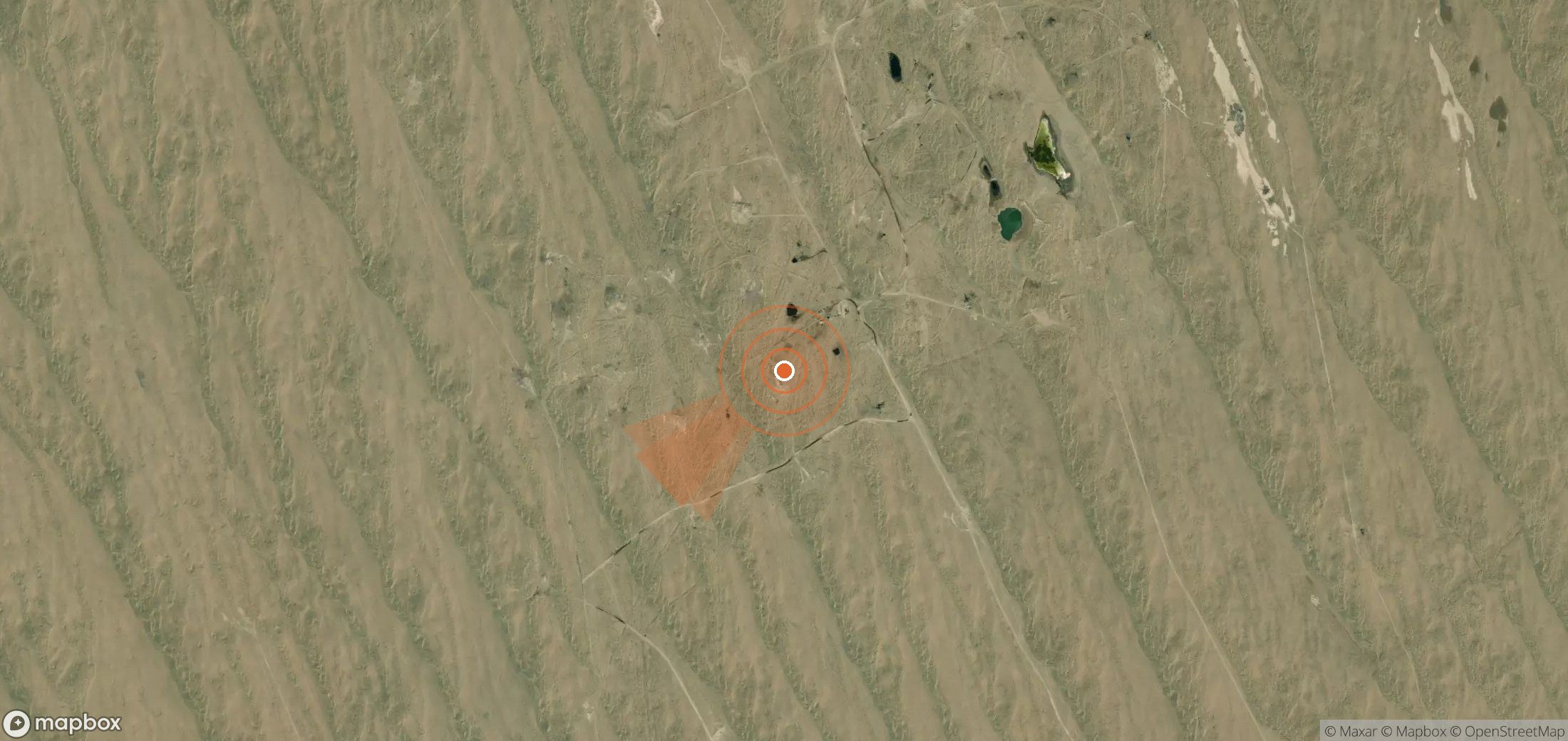 Satellite map of methane plume locations in Turkmenistan