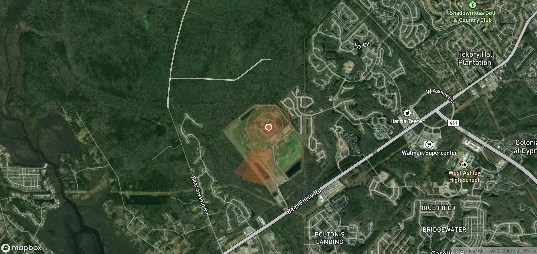 Satellite map of methane plume locations in United States