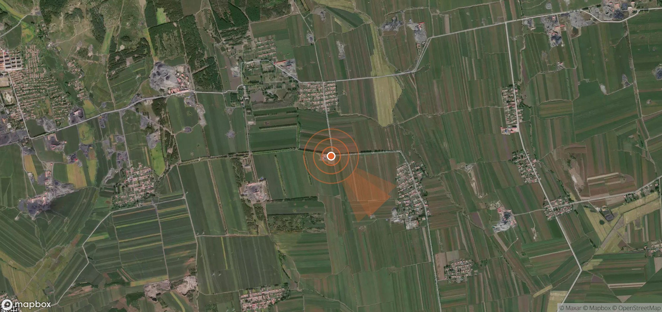 Satellite map of methane plume locations in China