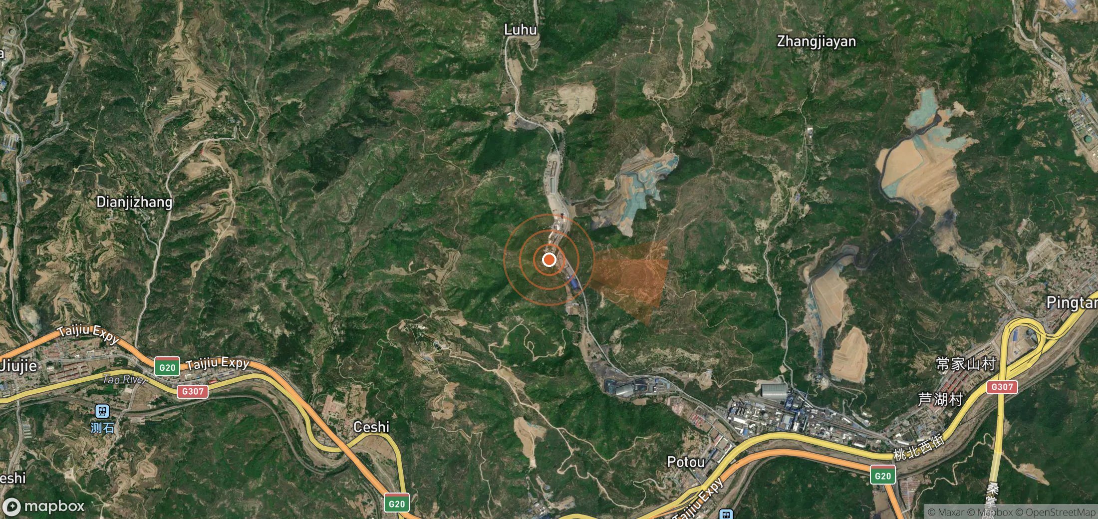 Satellite map of methane plume locations in China