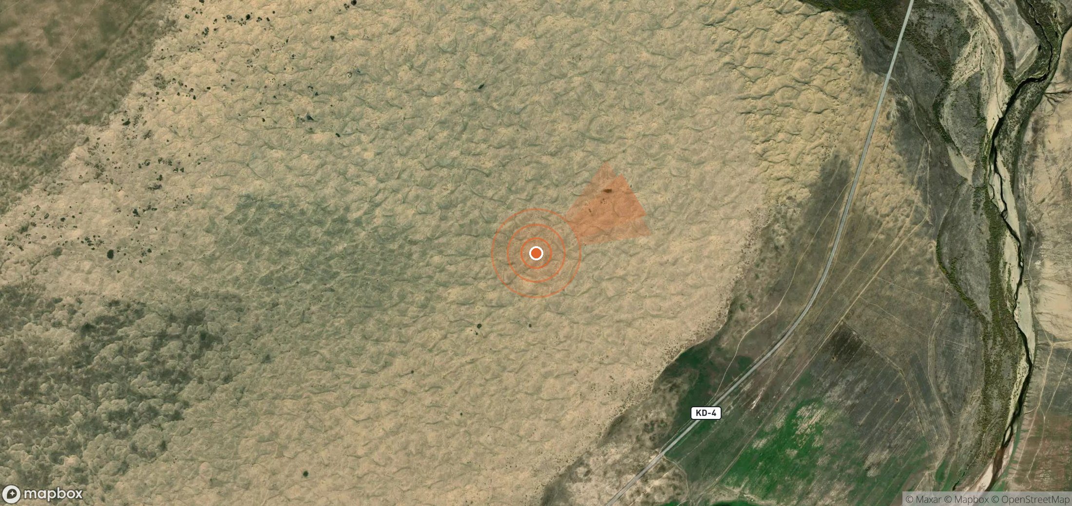 Satellite map of methane plume locations in Kazakhstan