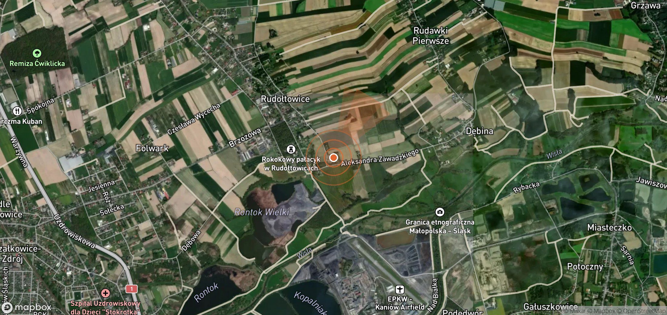 Mapa satelital de plumas de metano en Polonia
