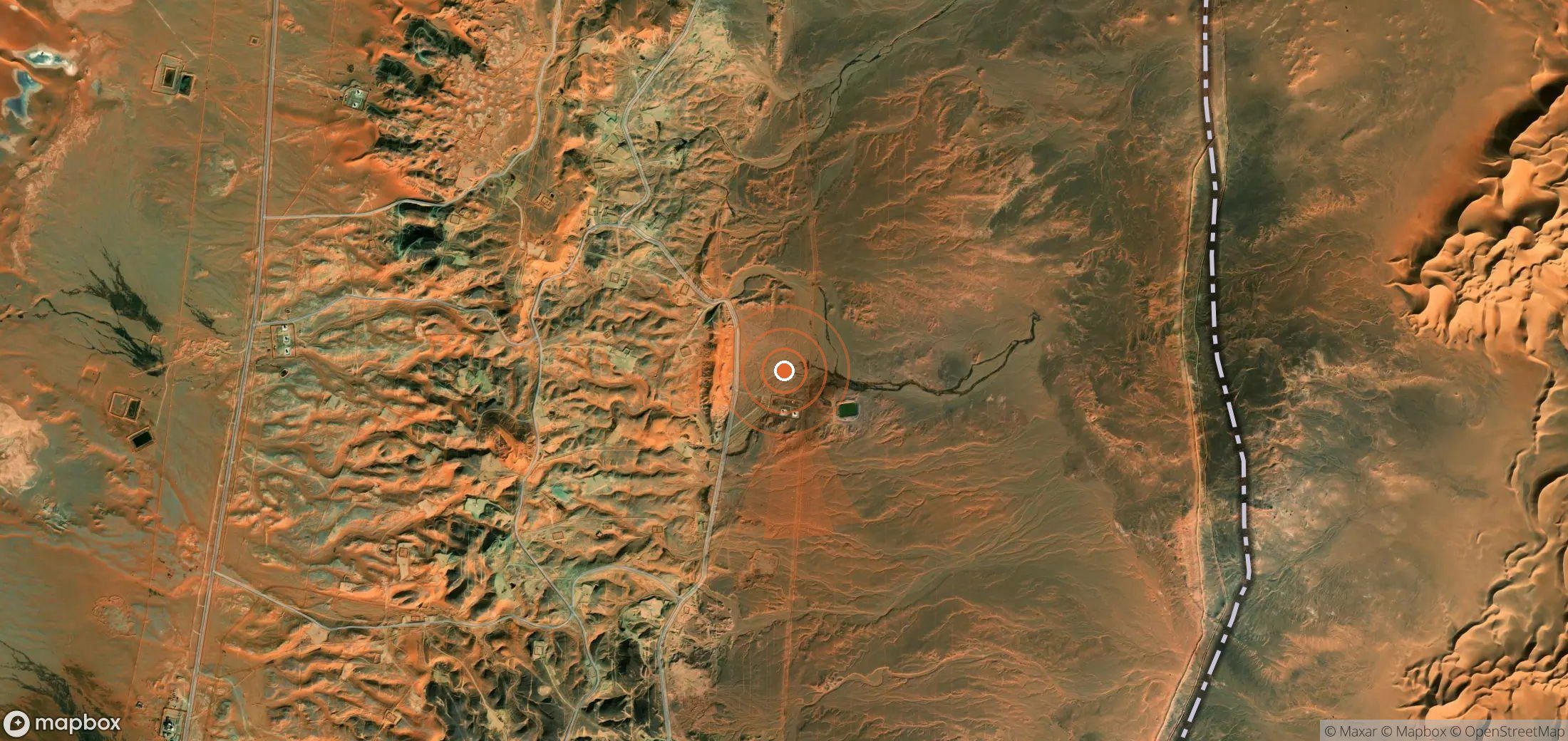 Satellite map of methane plume locations in Algeria