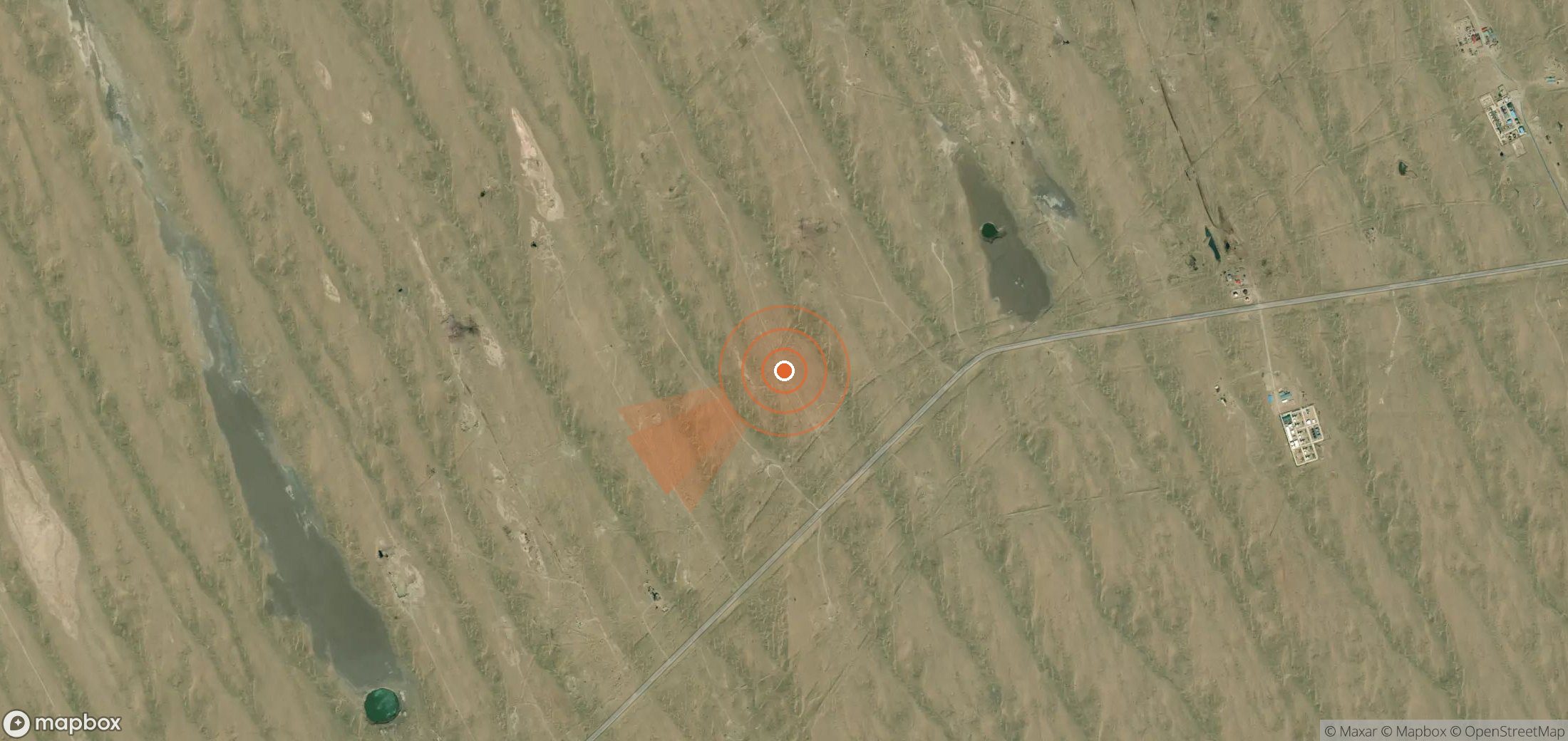 Satellite map of methane plume locations in Turkmenistan