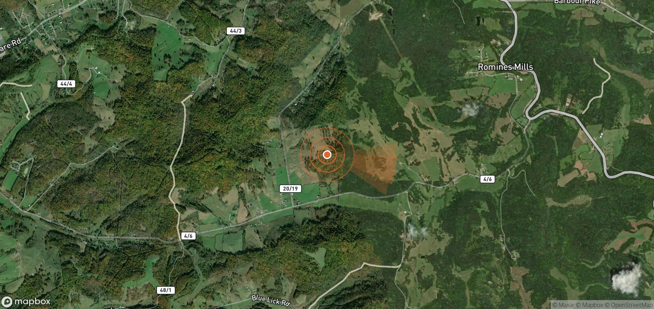 Satellite map of methane plume locations in United States