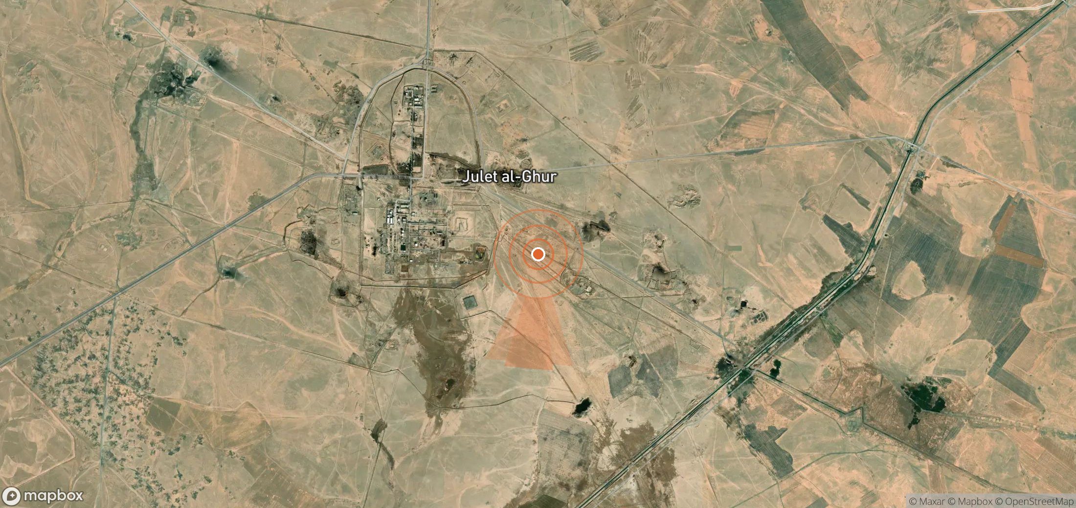 Satellite map of methane plume locations in Syria