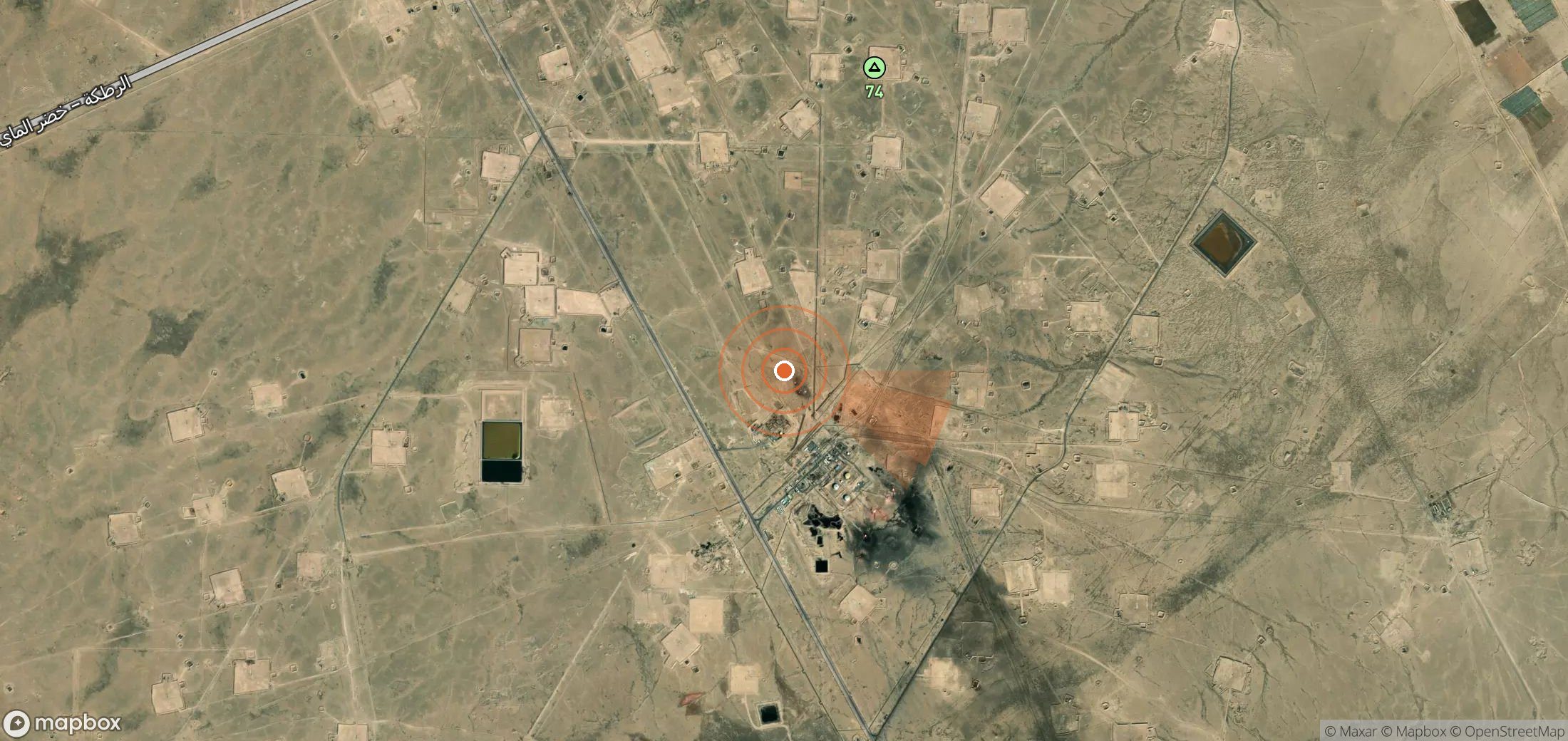 Satellite map of methane plume locations in Iraq