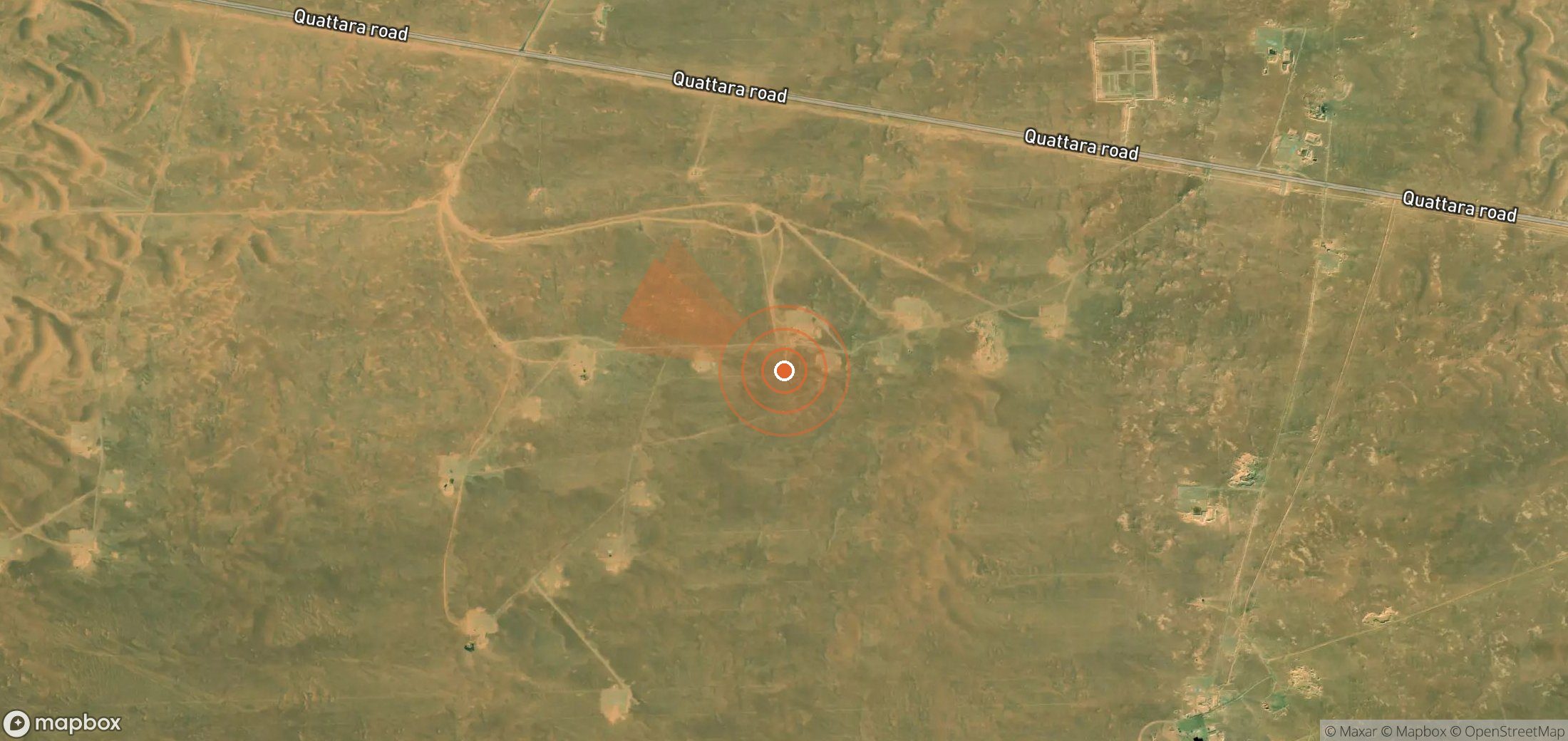 Satellite map of methane plume locations in Egypt