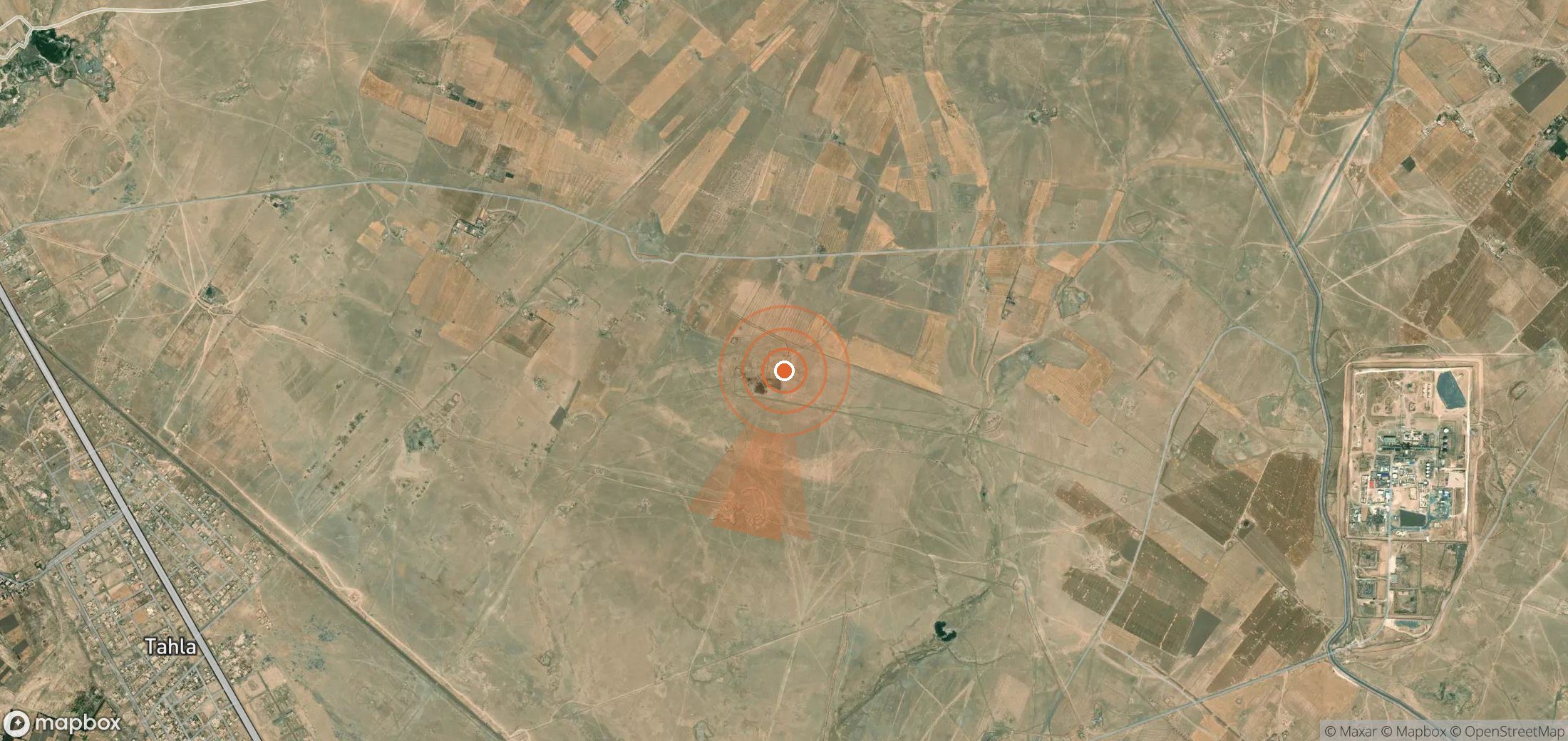 Satellite map of methane plume locations in Syria