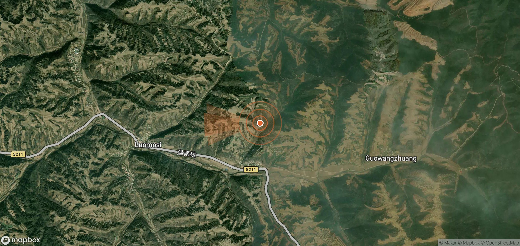 Satellite map of methane plume locations in China