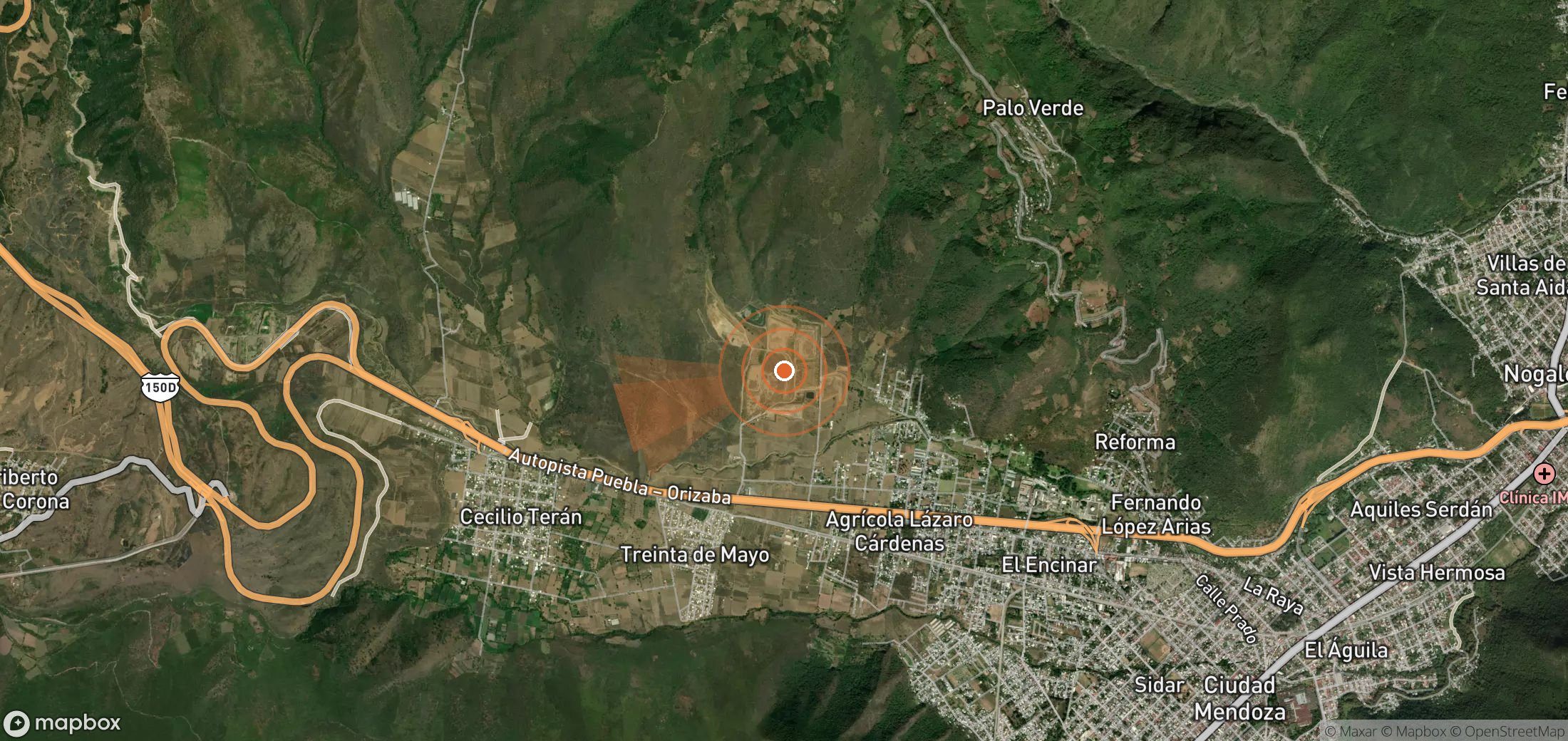 Satellite map of methane plume locations in Mexico