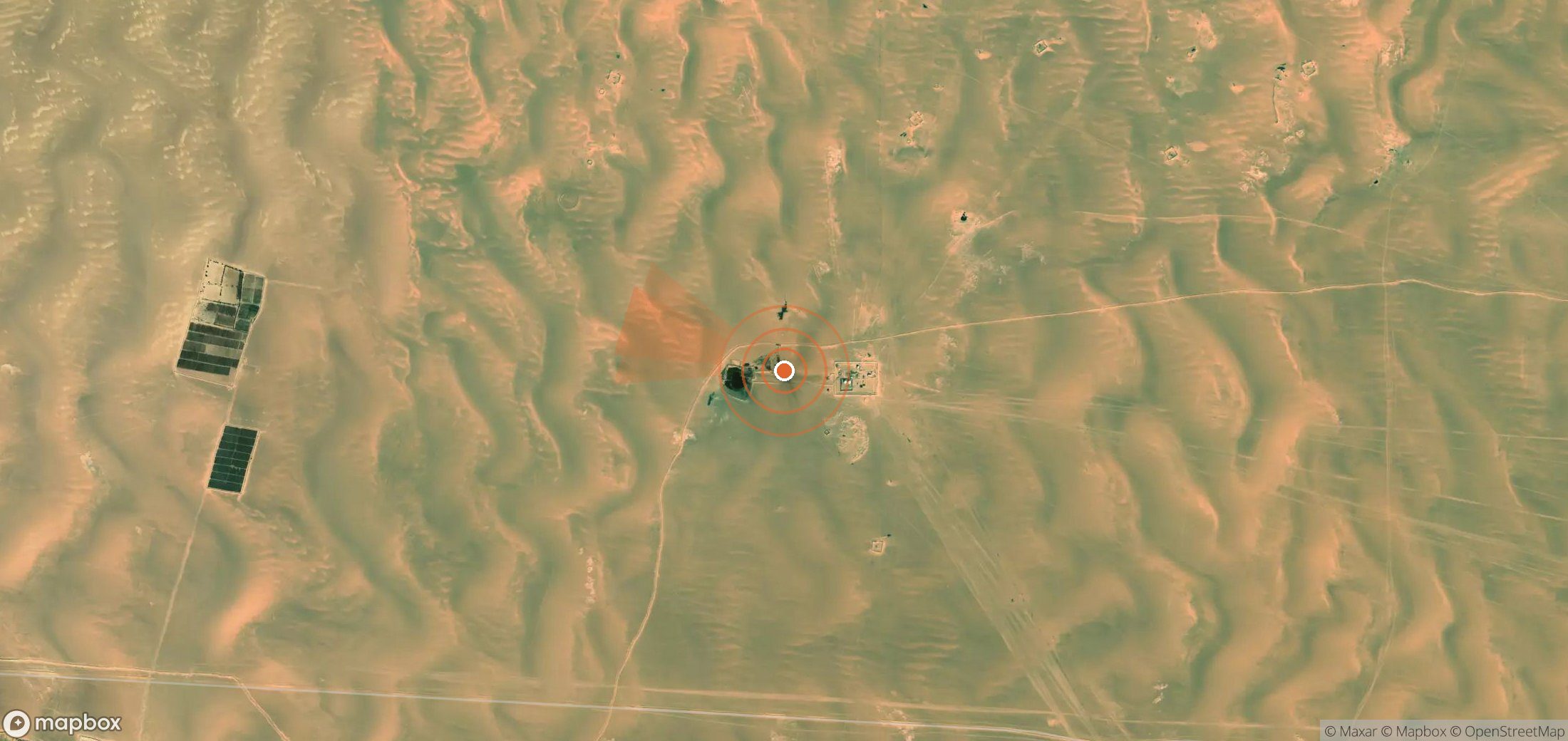 Satellite map of methane plume locations in Libya
