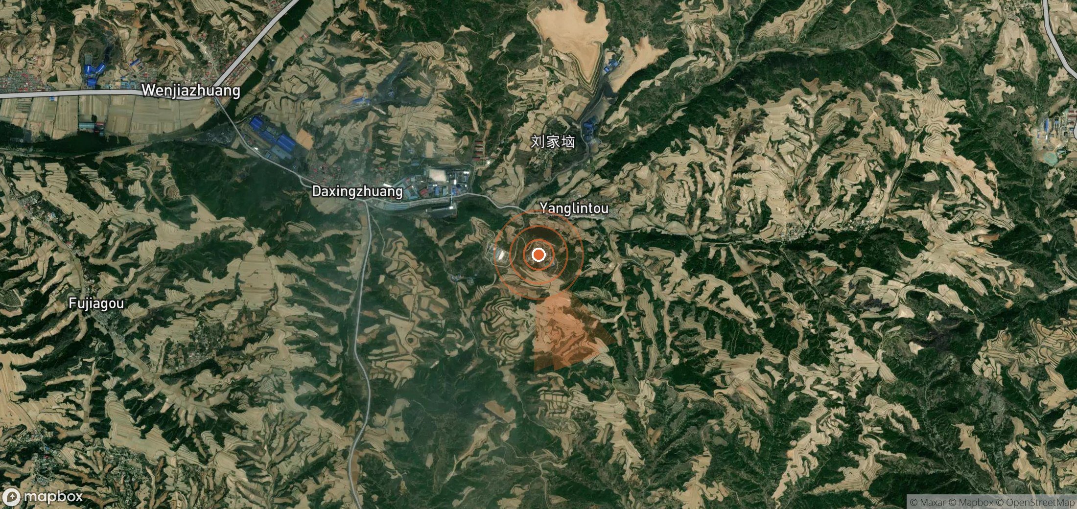 Satellite map of methane plume locations in China