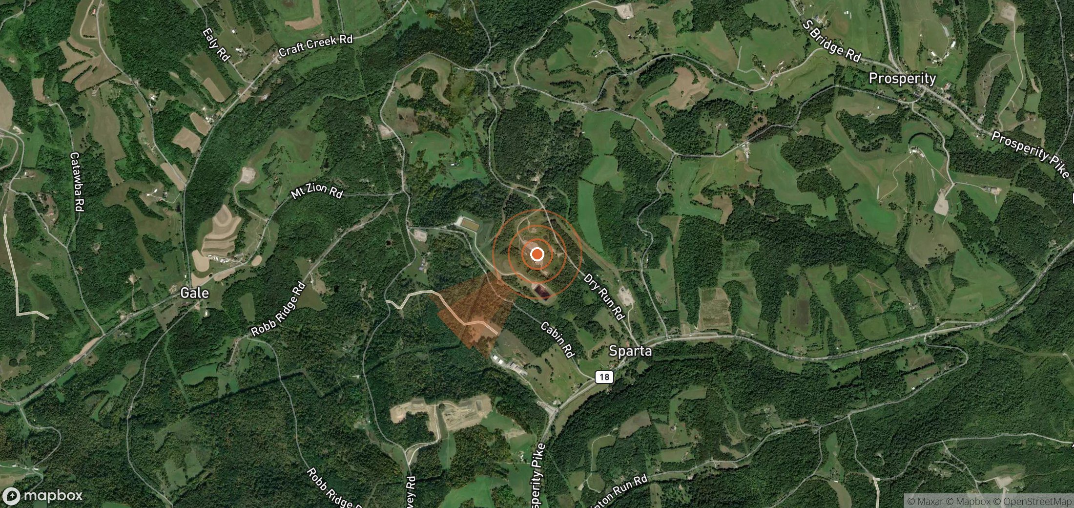 Satellite map of methane plume locations in United States