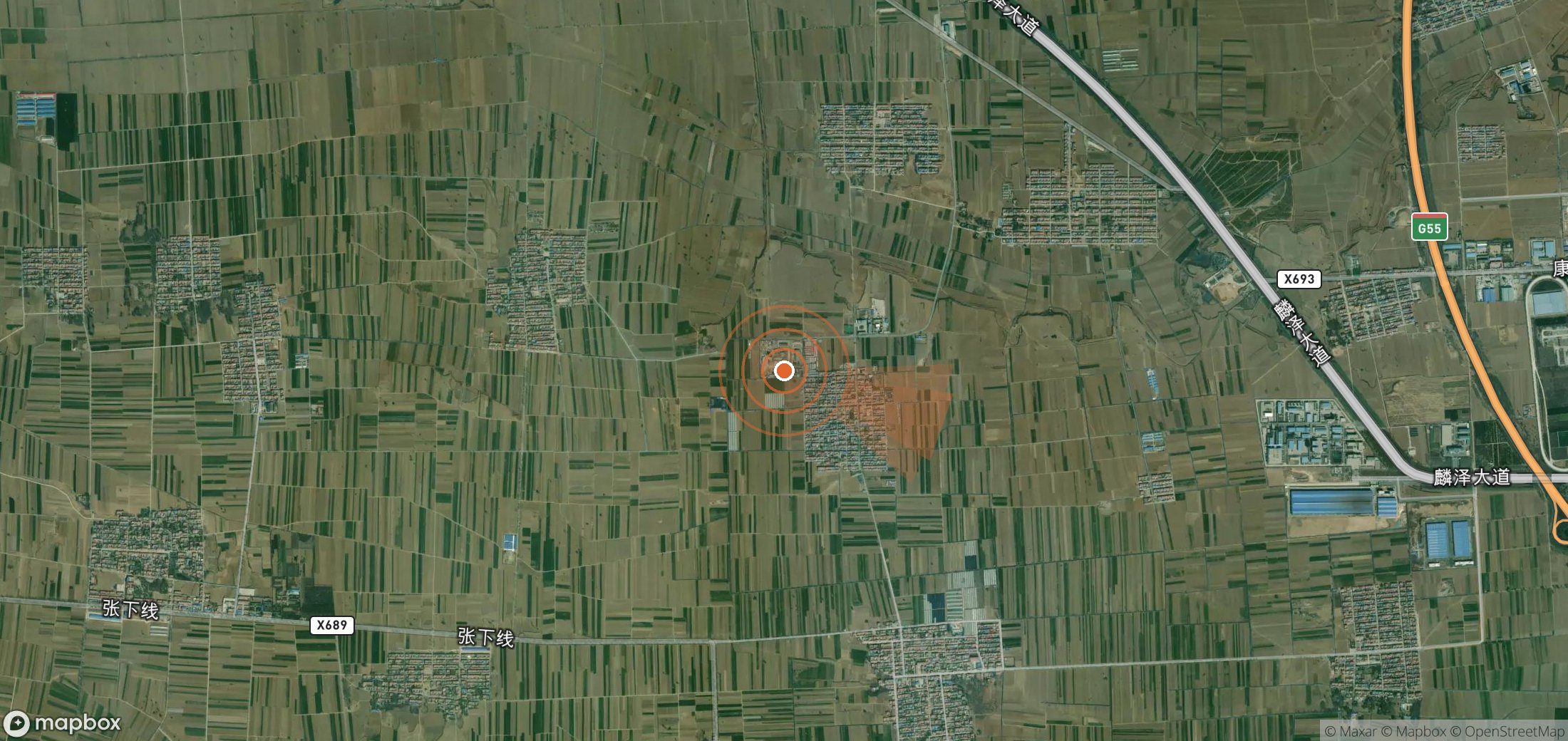Satellite map of methane plume locations in China