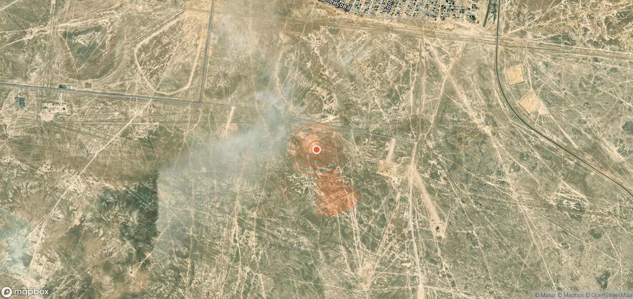 Satellite map of methane plume locations in Kazakhstan