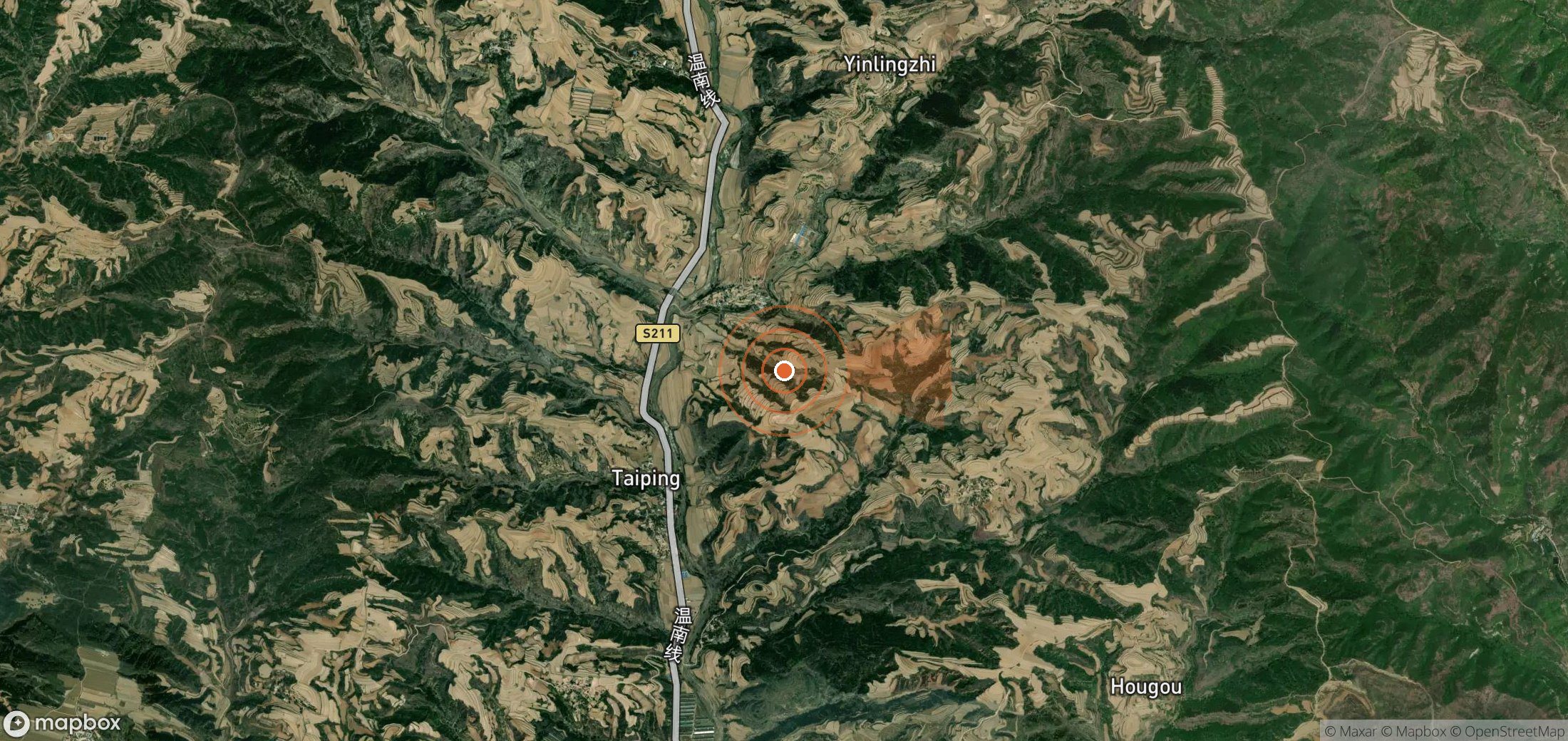 Satellite map of methane plume locations in China
