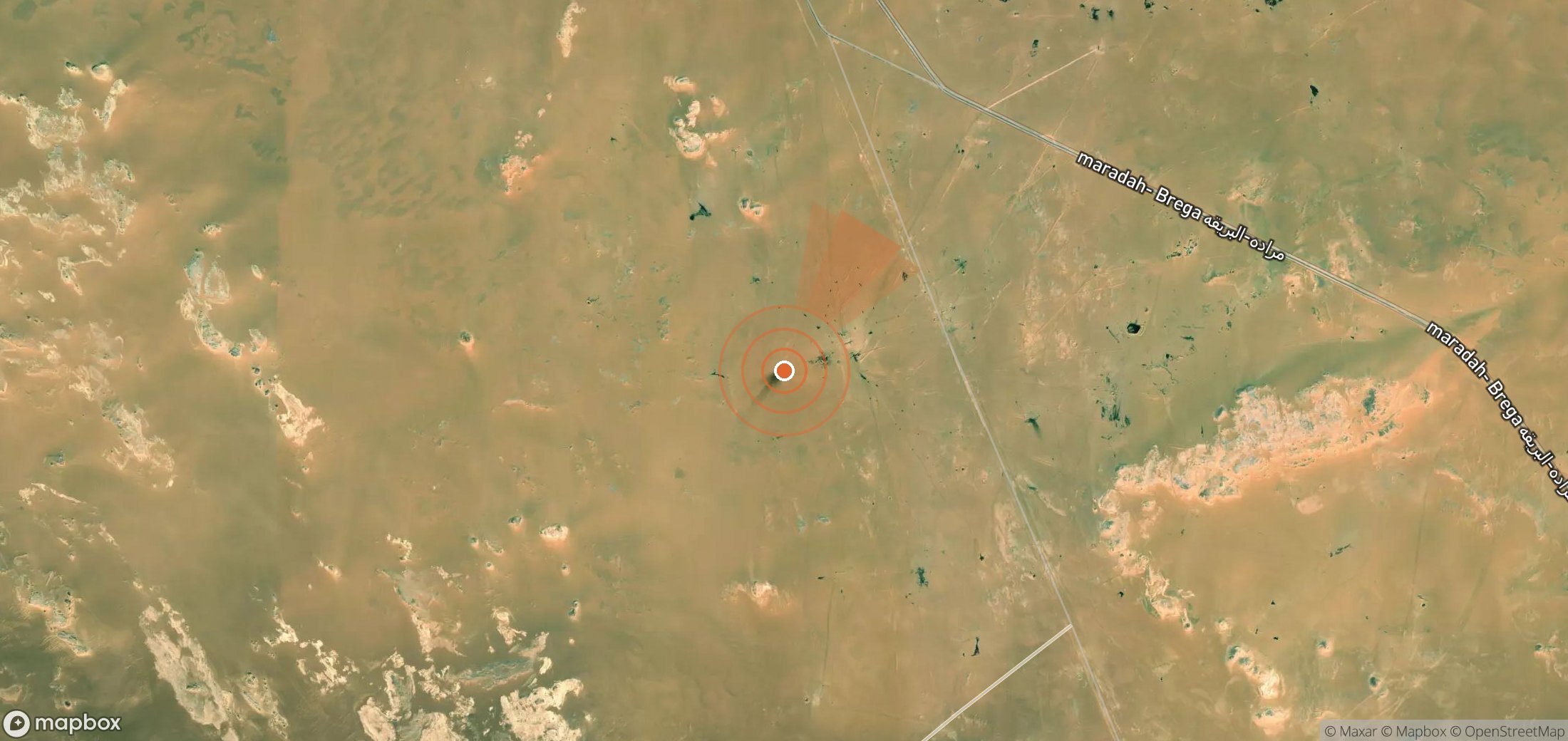 Mapa satelital de plumas de metano en Libia