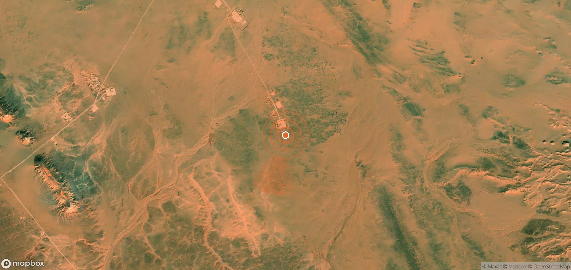 Satellite map of methane plume locations in Algeria