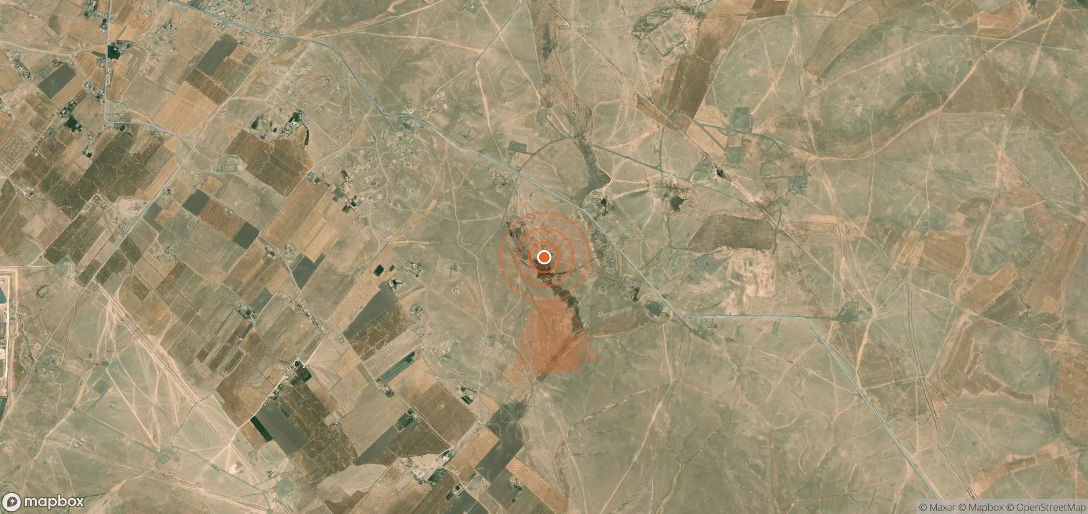 Satellite map of methane plume locations in Syria