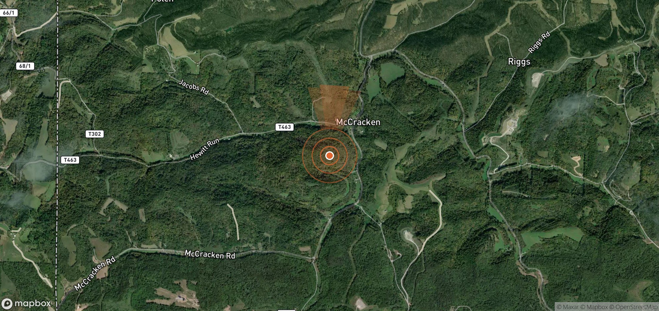 Satellite map of methane plume locations in United States