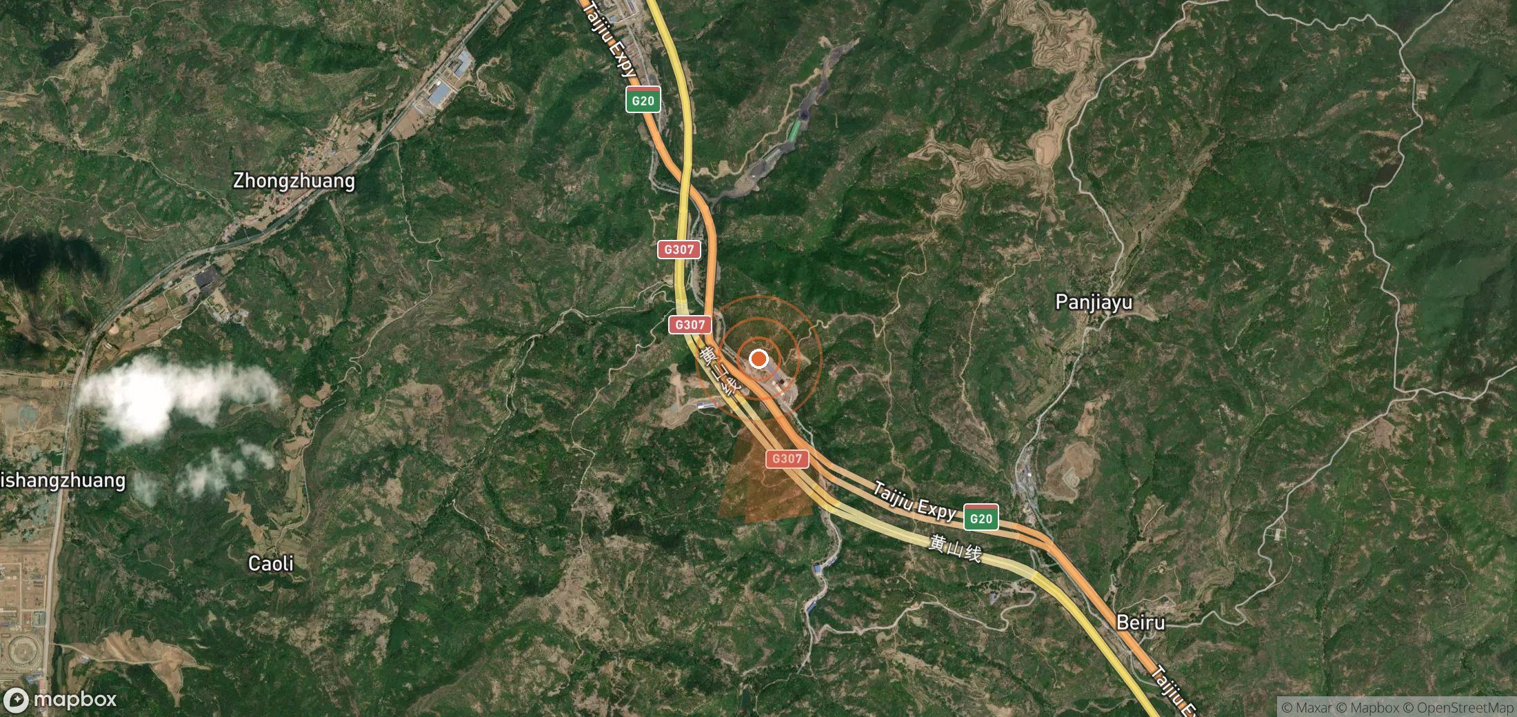 Satellite map of methane plume locations in China
