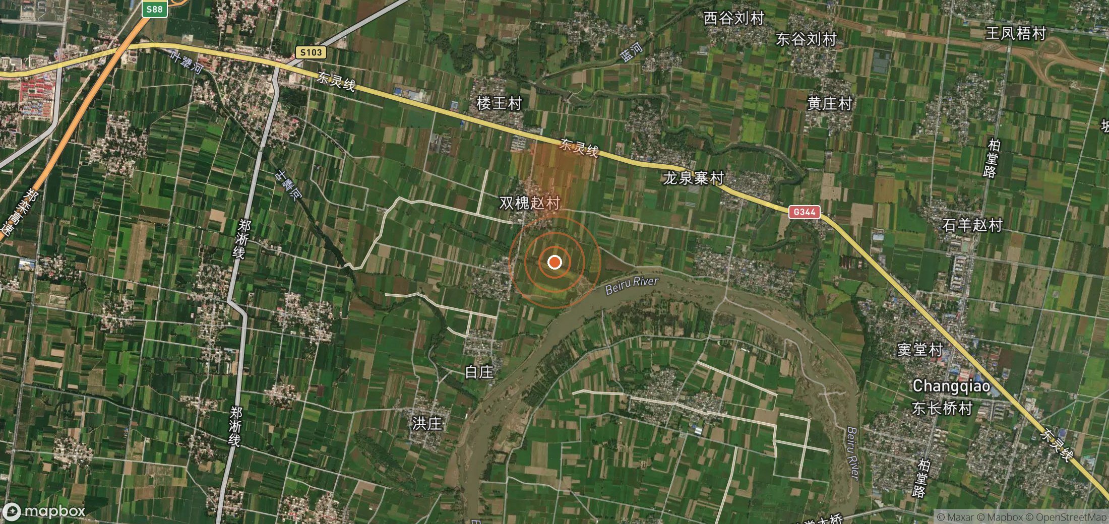 Satellite map of methane plume locations in China