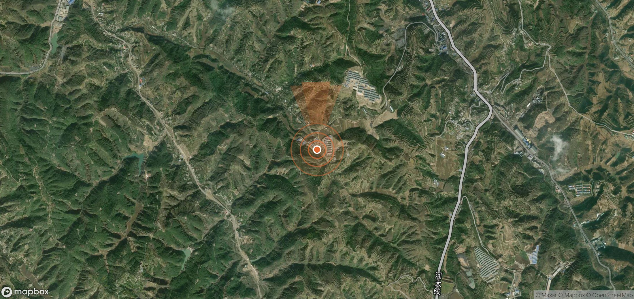 Mapa satelital de plumas de metano en China