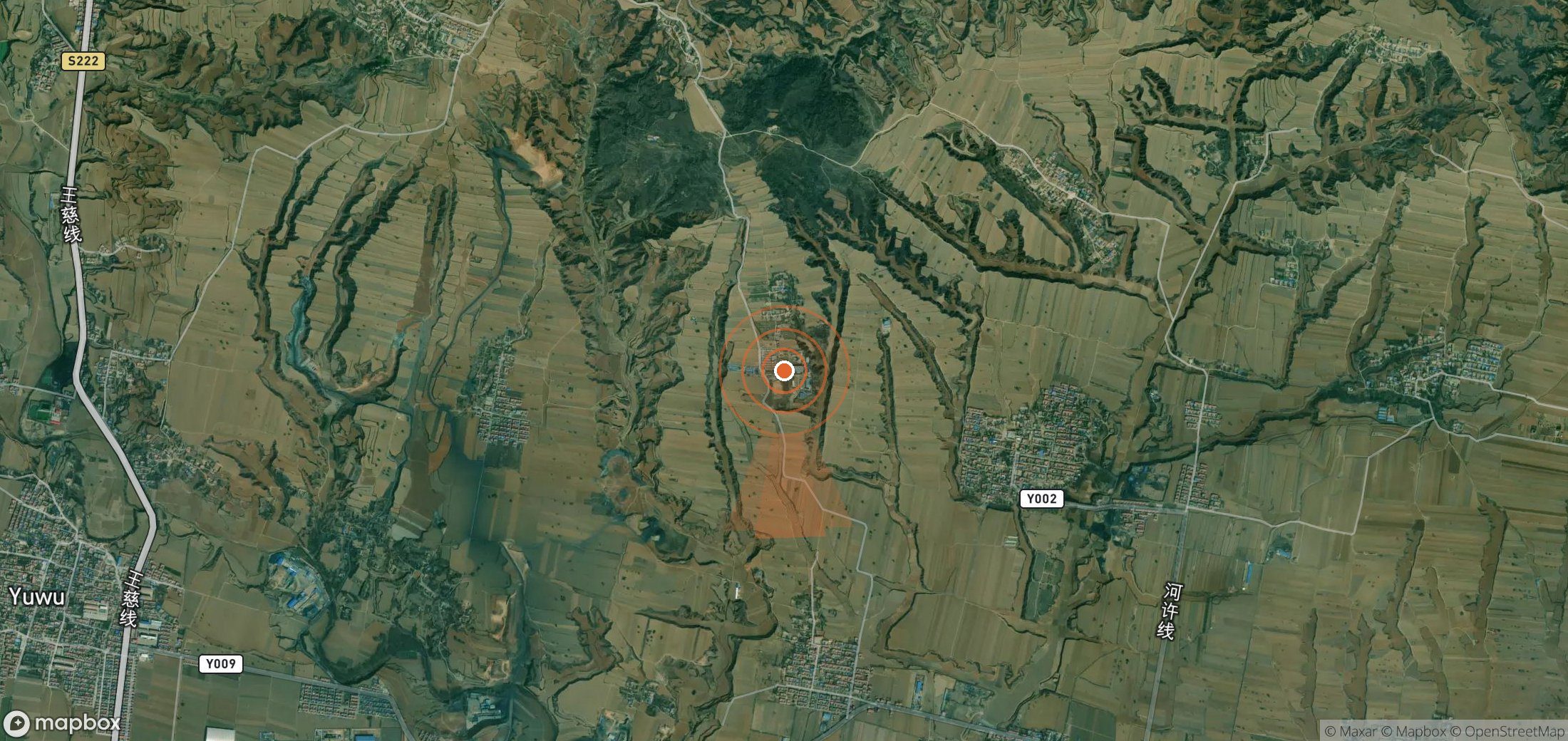 Satellite map of methane plume locations in China