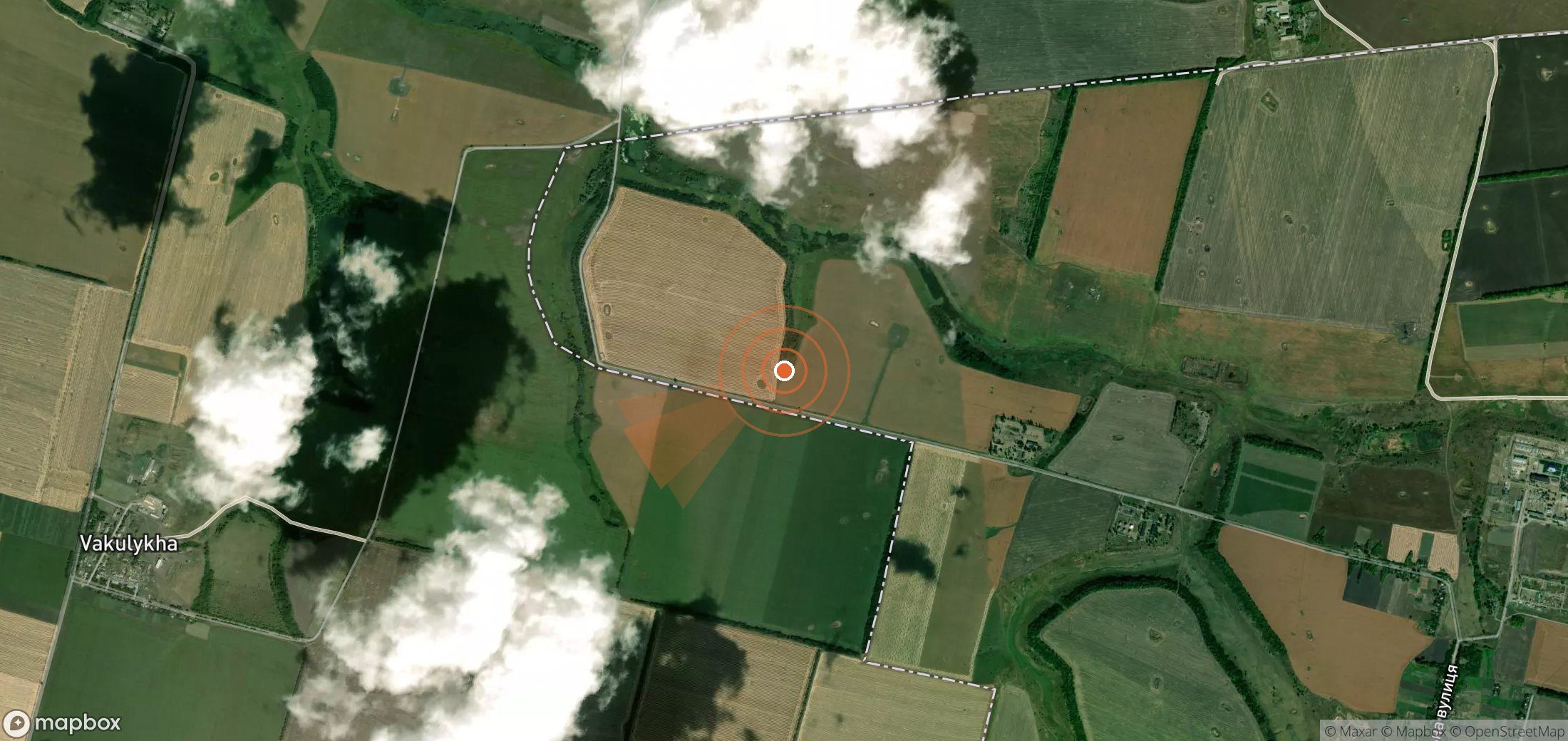 Satellite map of methane plume locations in Ukraine