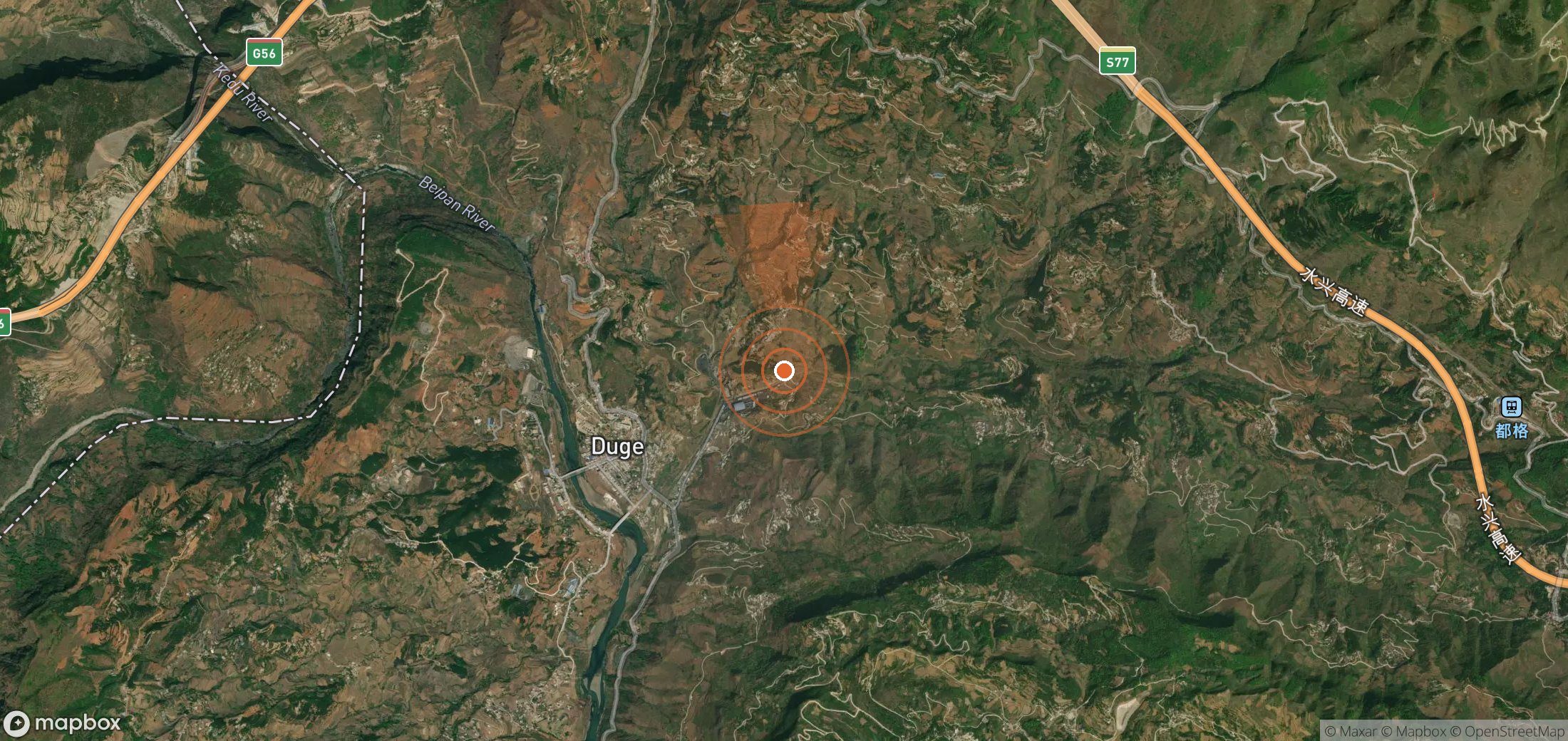 Satellite map of methane plume locations in China