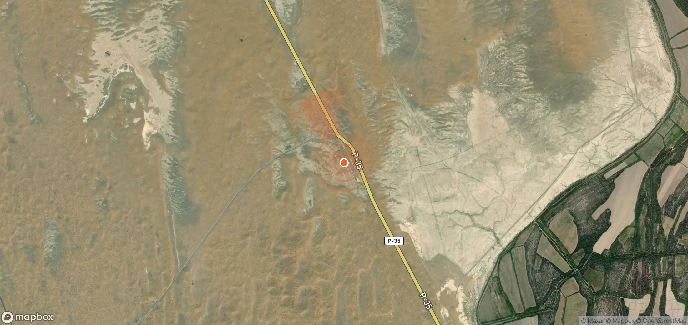 Mapa satelital de plumas de metano en Turkmenistán