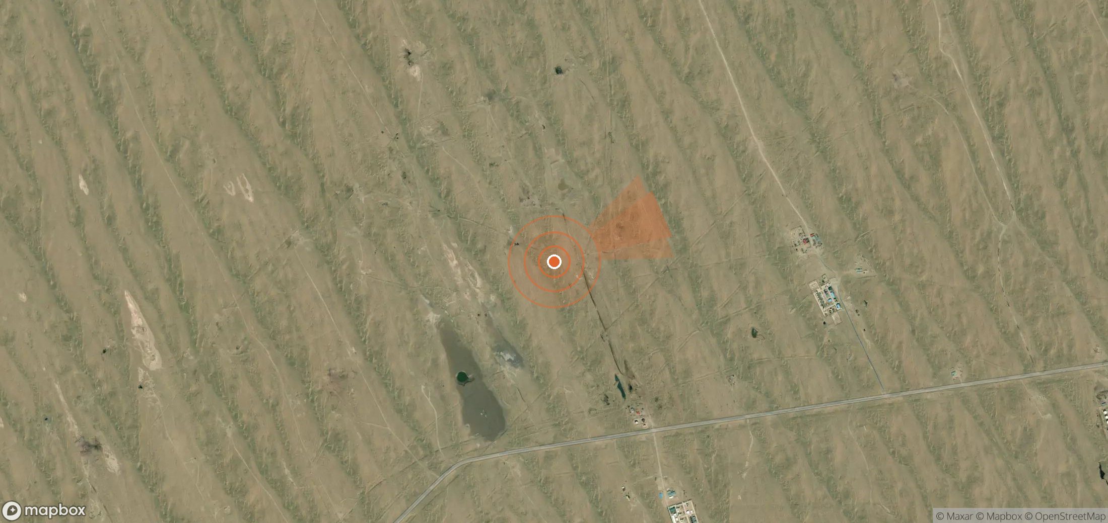 Mapa satelital de plumas de metano en Turkmenistán