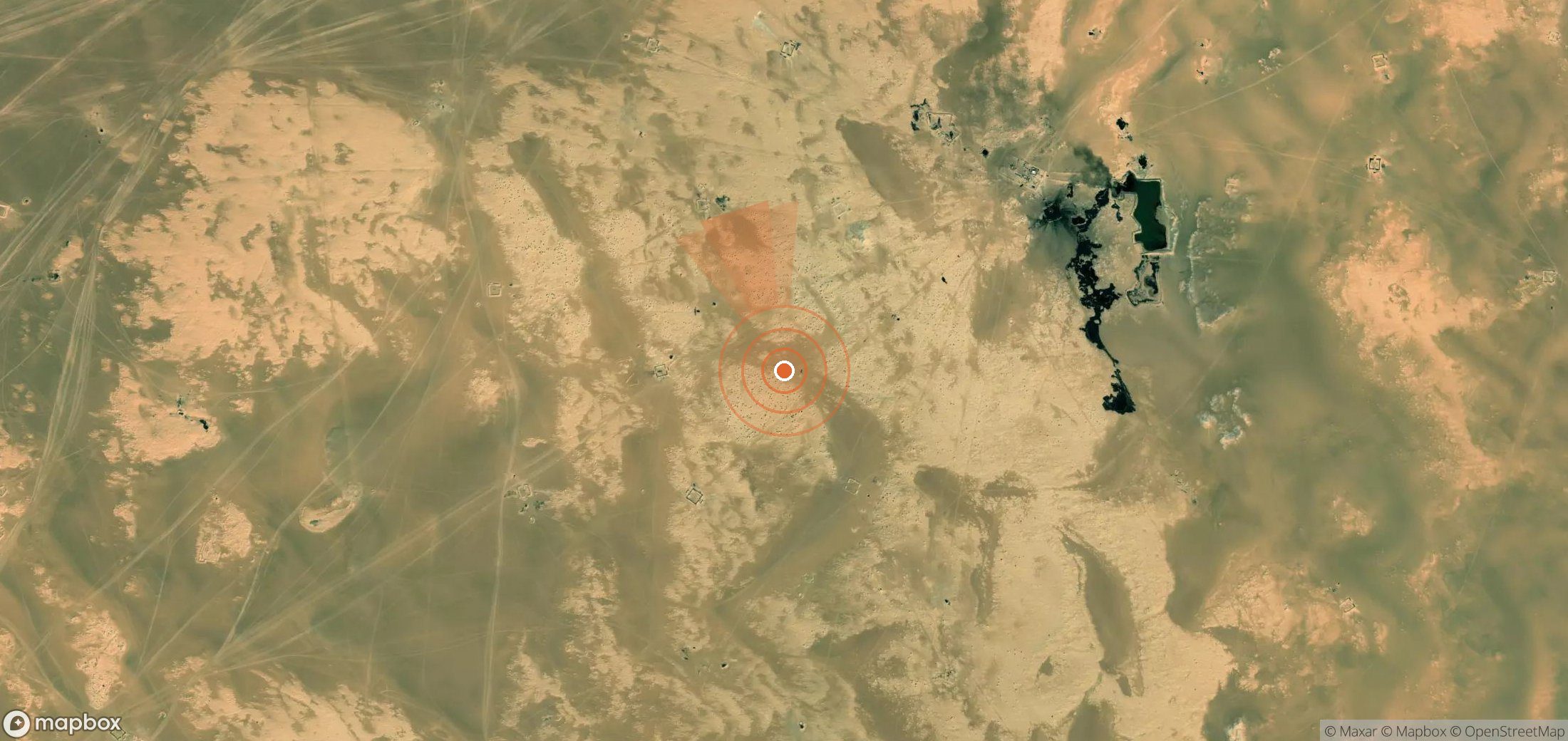 Satellite map of methane plume locations in Libya